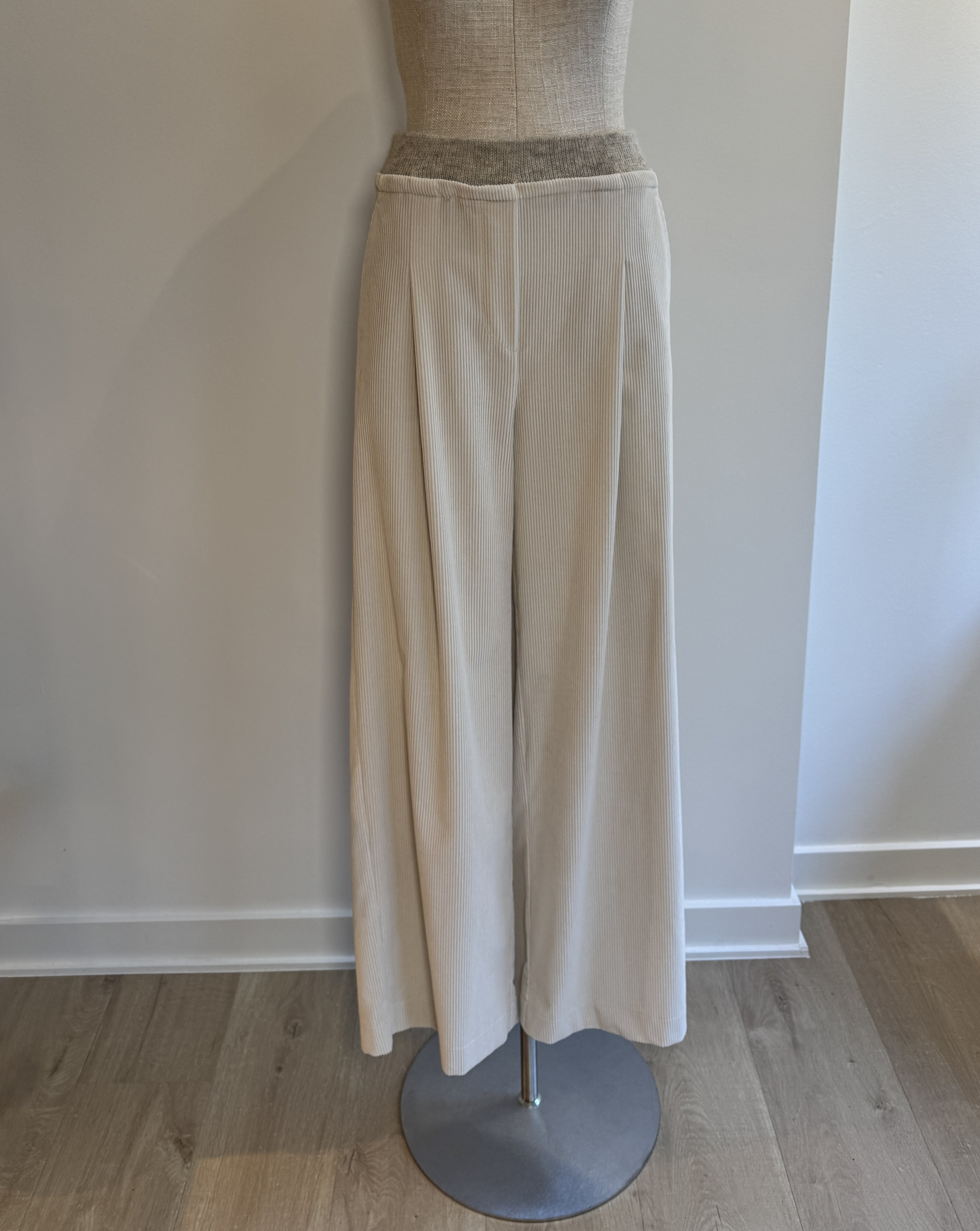Relaxed fit cream corduroy trousers