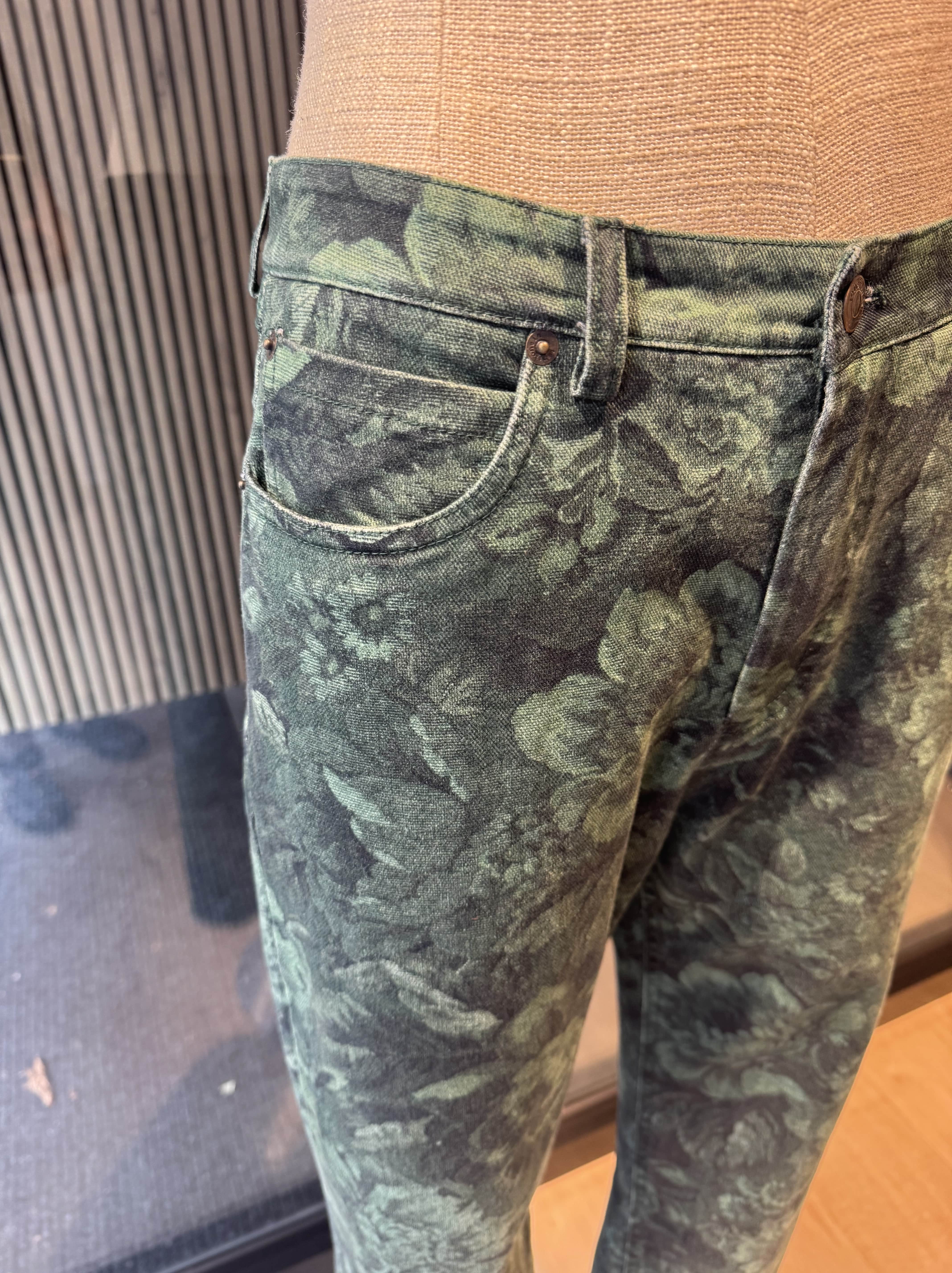 Green jeans with ornament