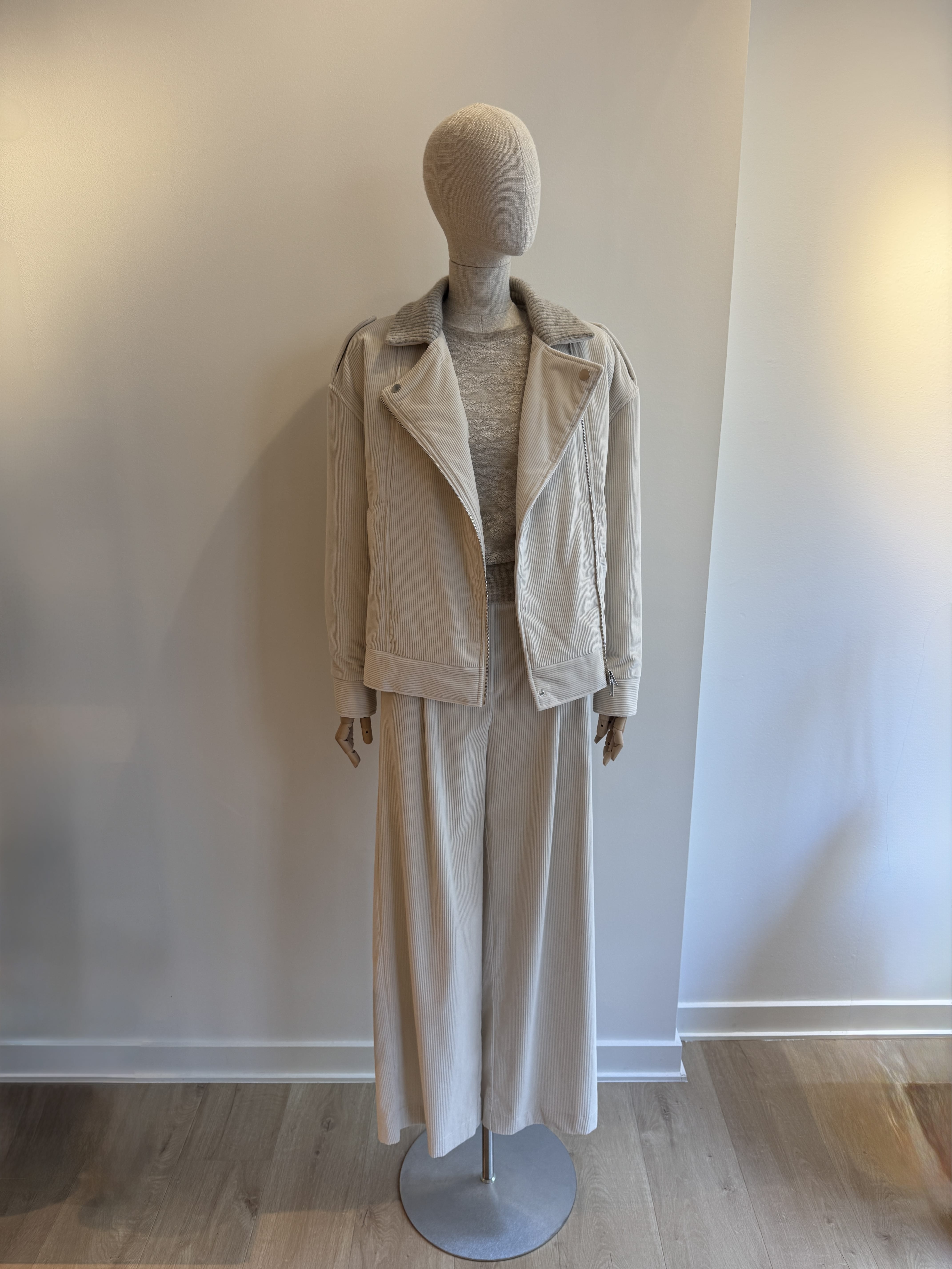 Relaxed fit cream corduroy outerwear jacket