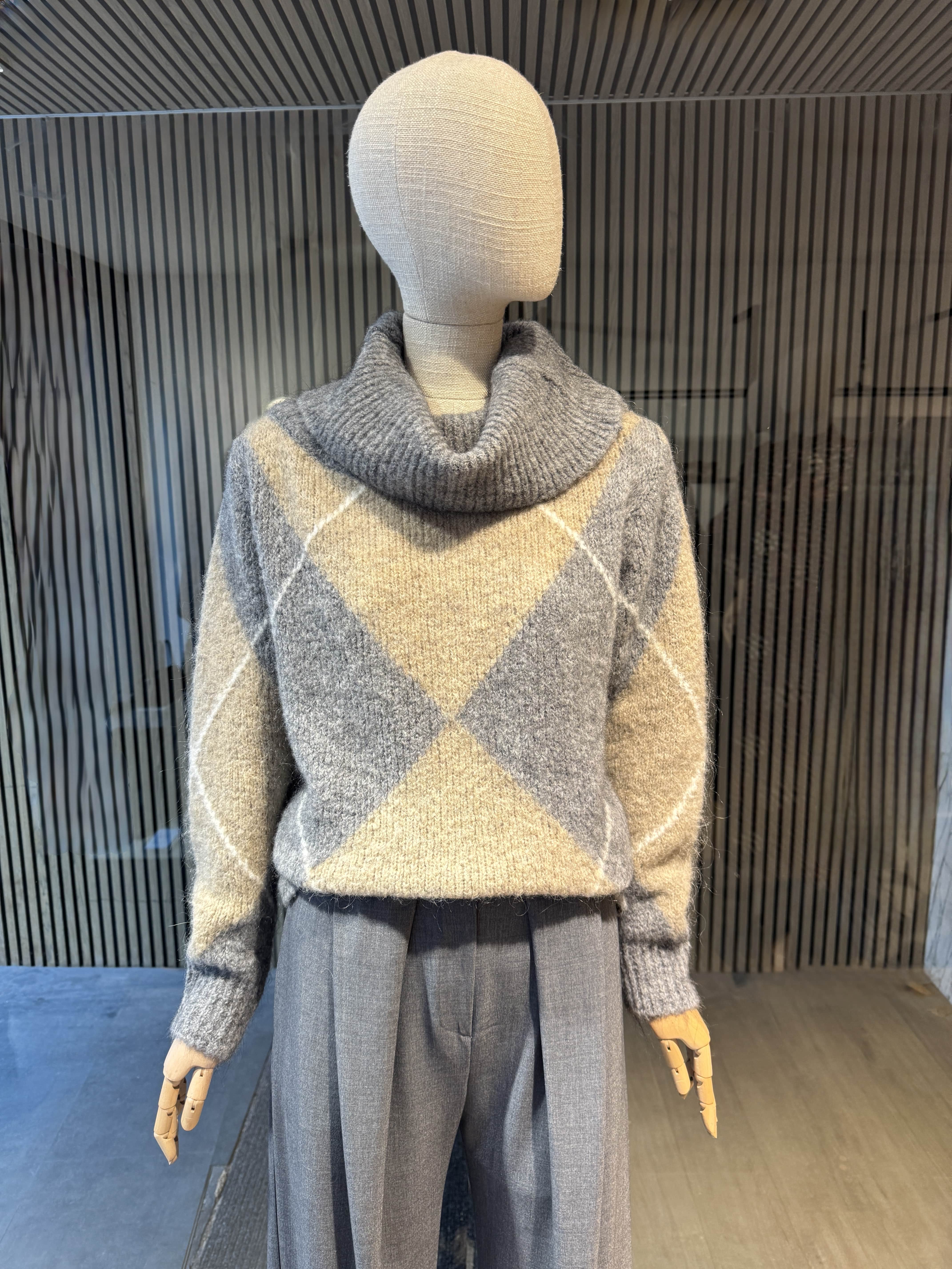 Relaxed fit grey/beige sweater