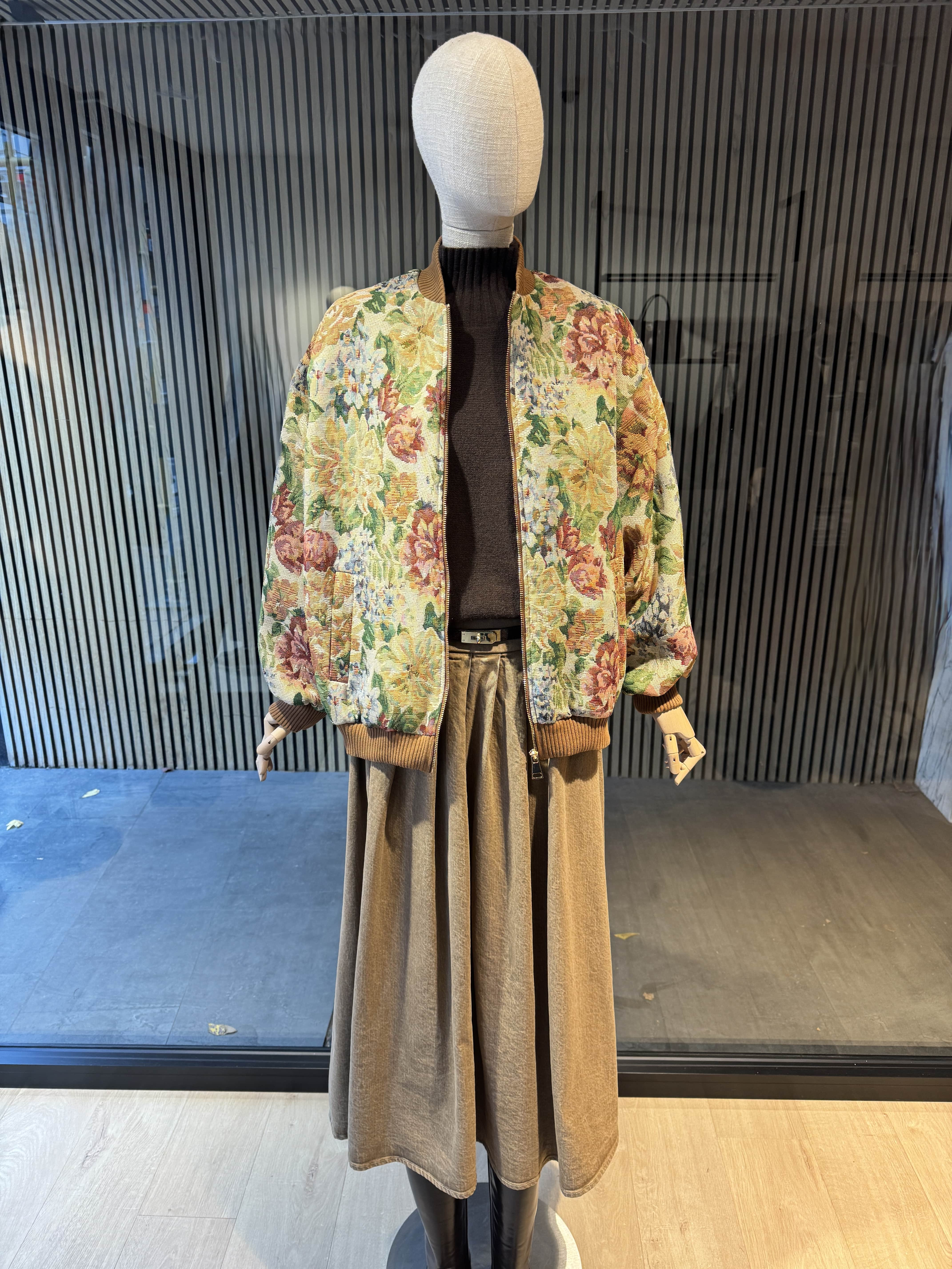 relaxed fit floral bomber jacket