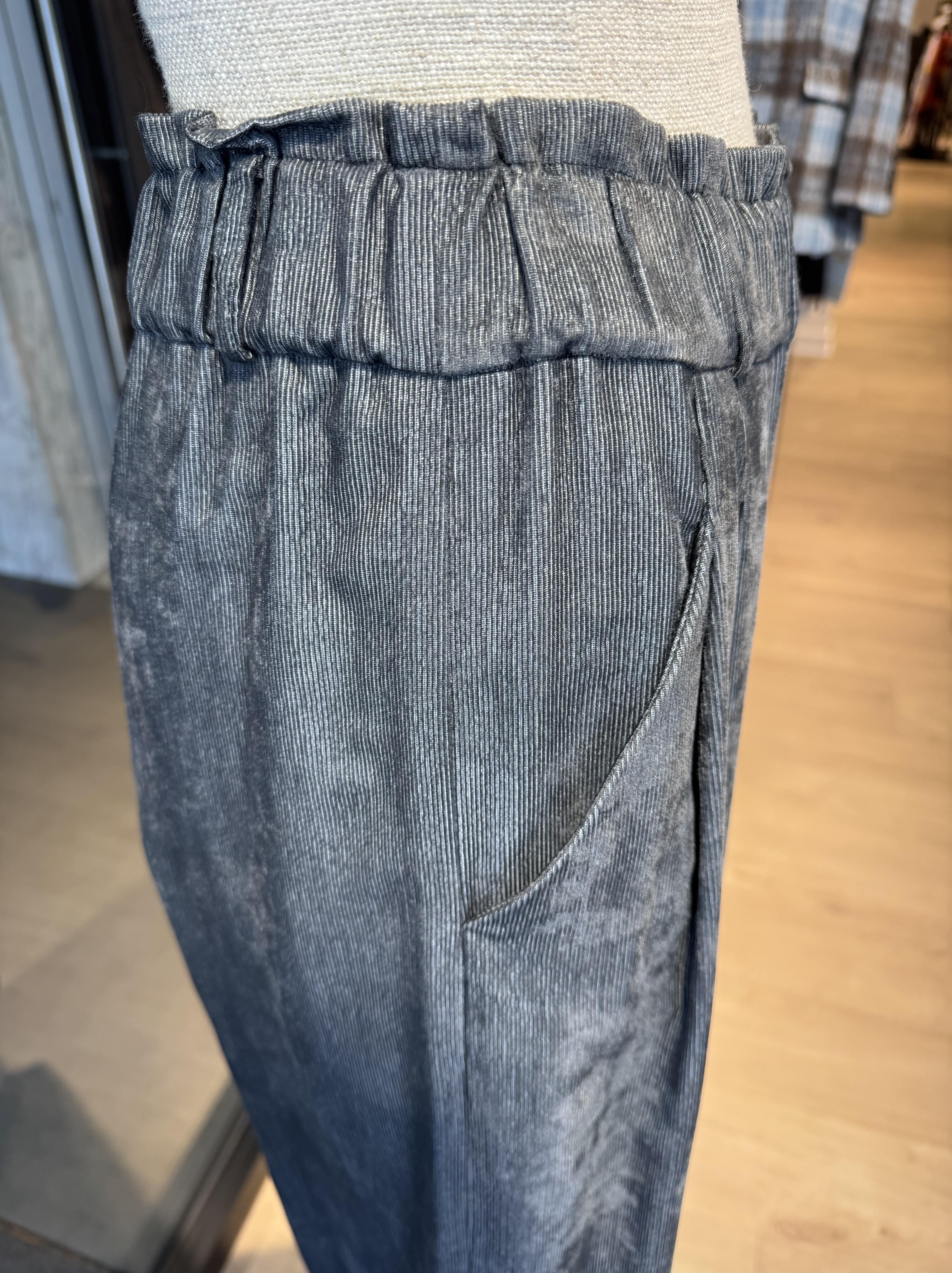 Relaxed fit corduroy trousers with silver lines