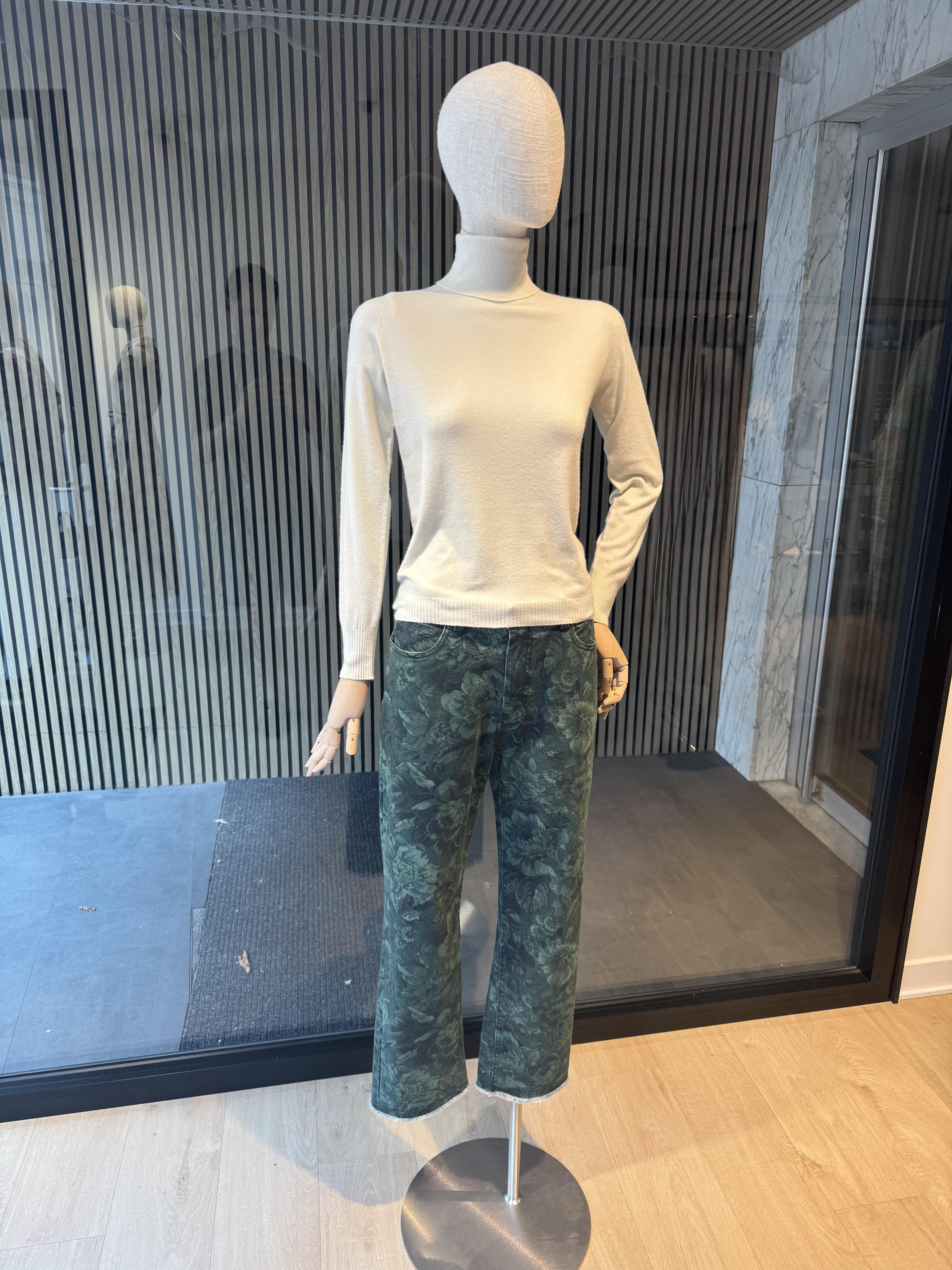 Green jeans with ornament