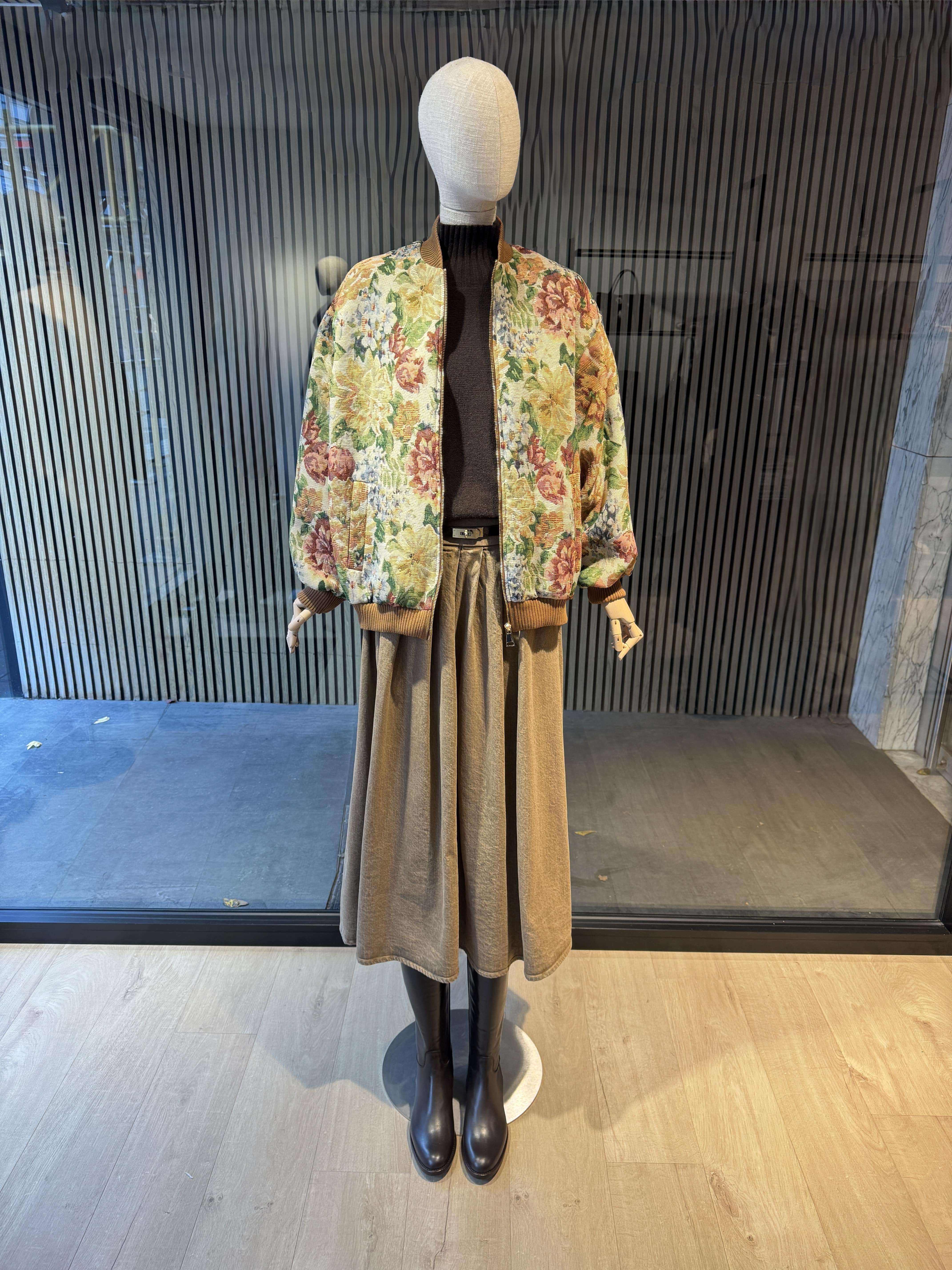 relaxed fit floral bomber jacket
