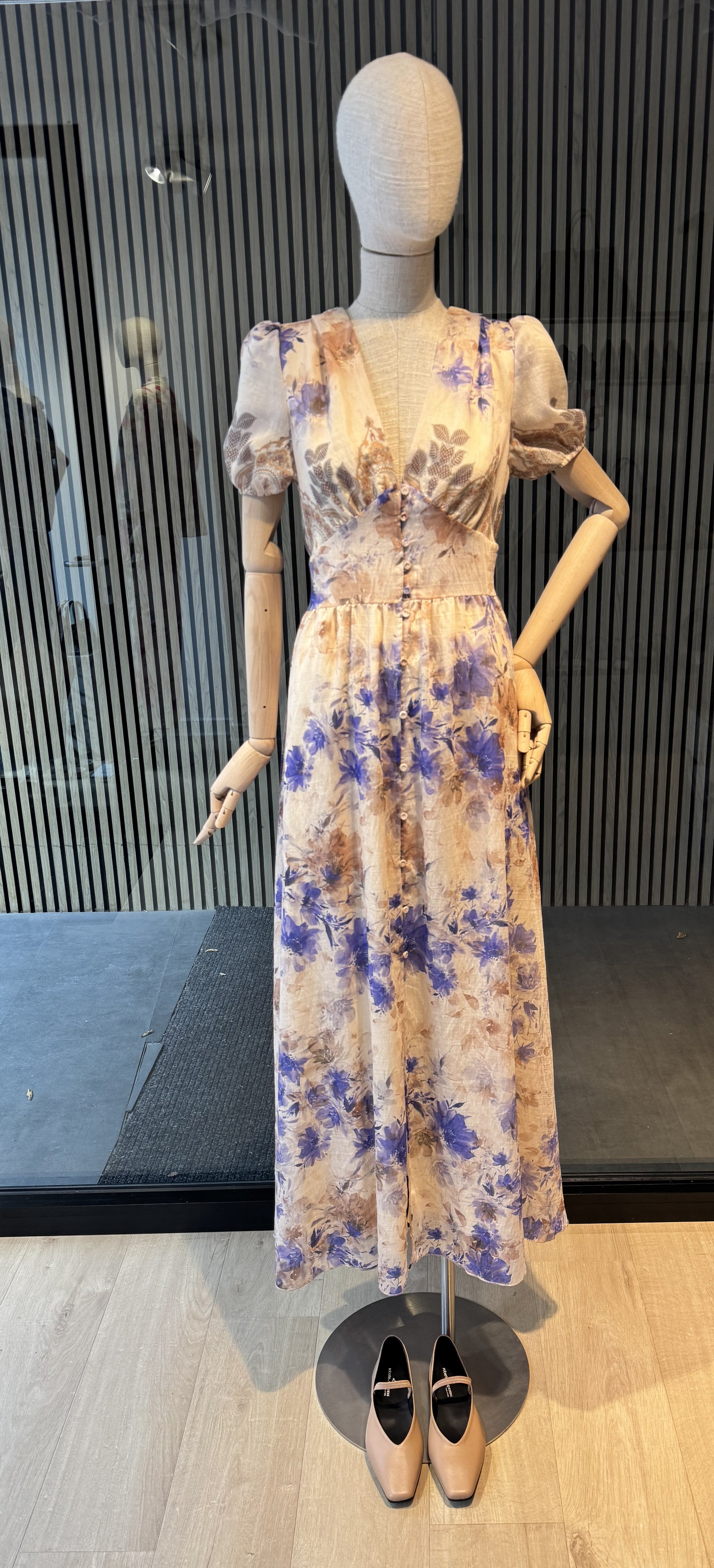Cream purple floral dress