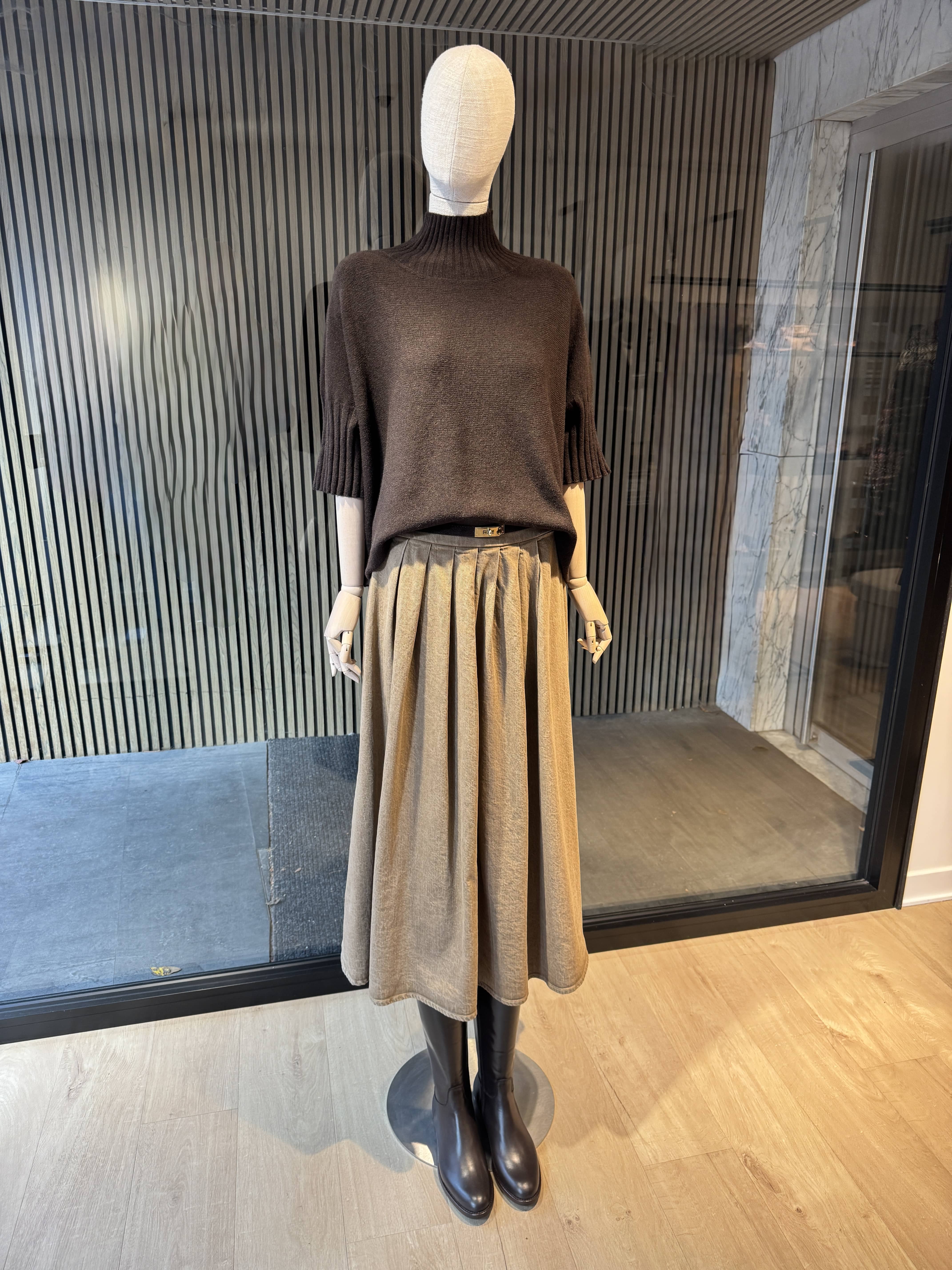 Long denim beige skirt