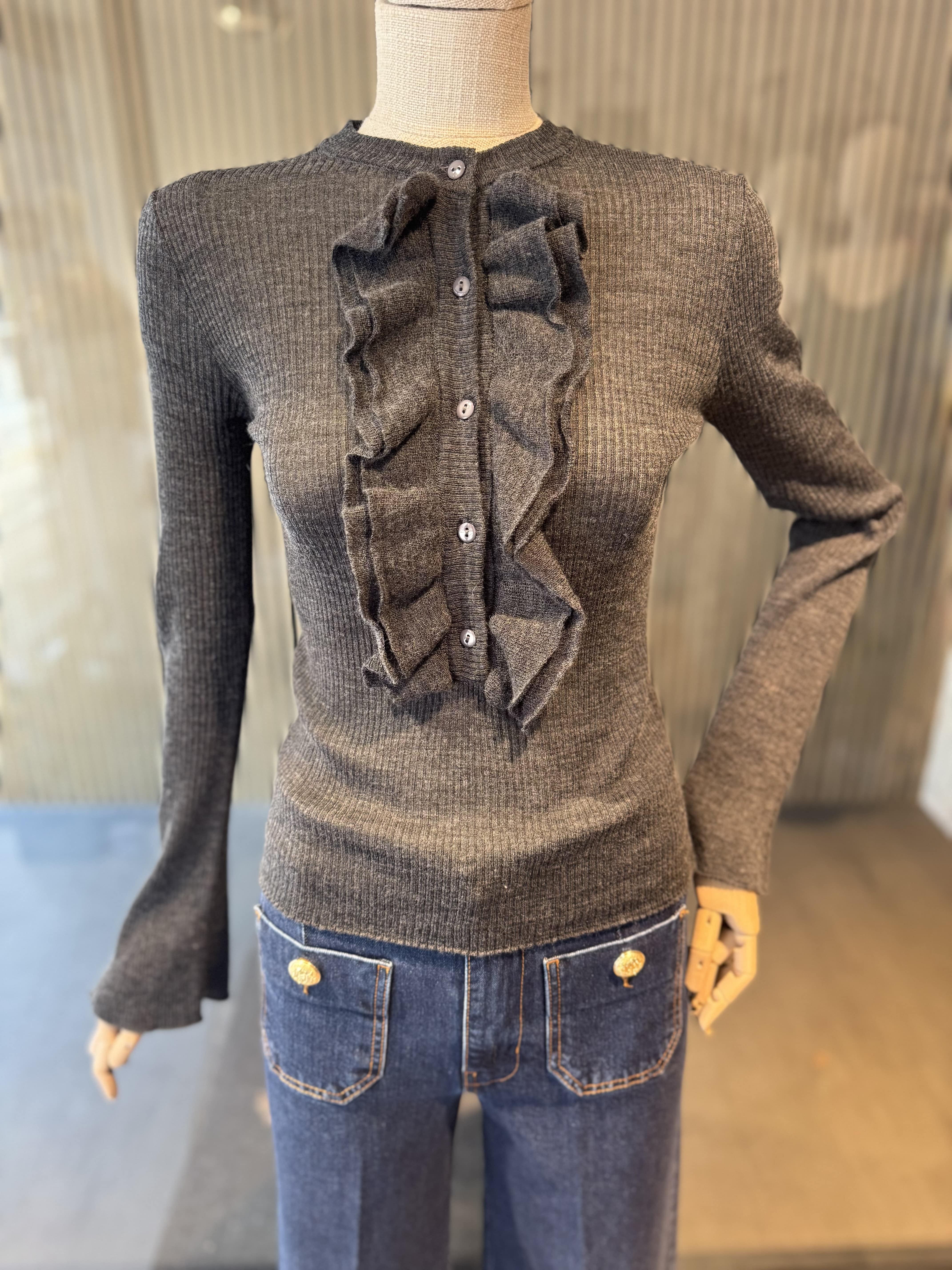 Ruffle ribbed knit top