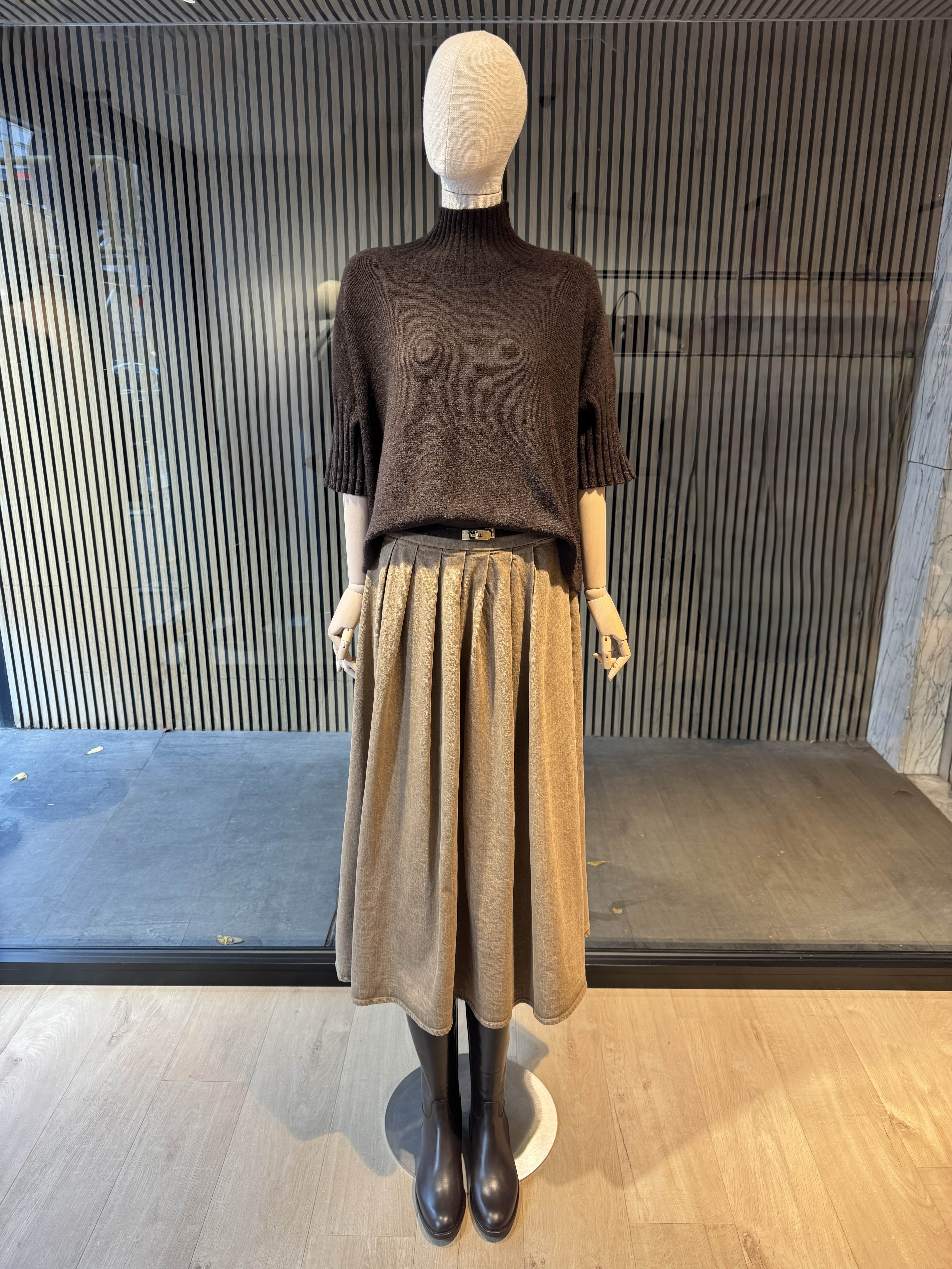 Long denim beige skirt