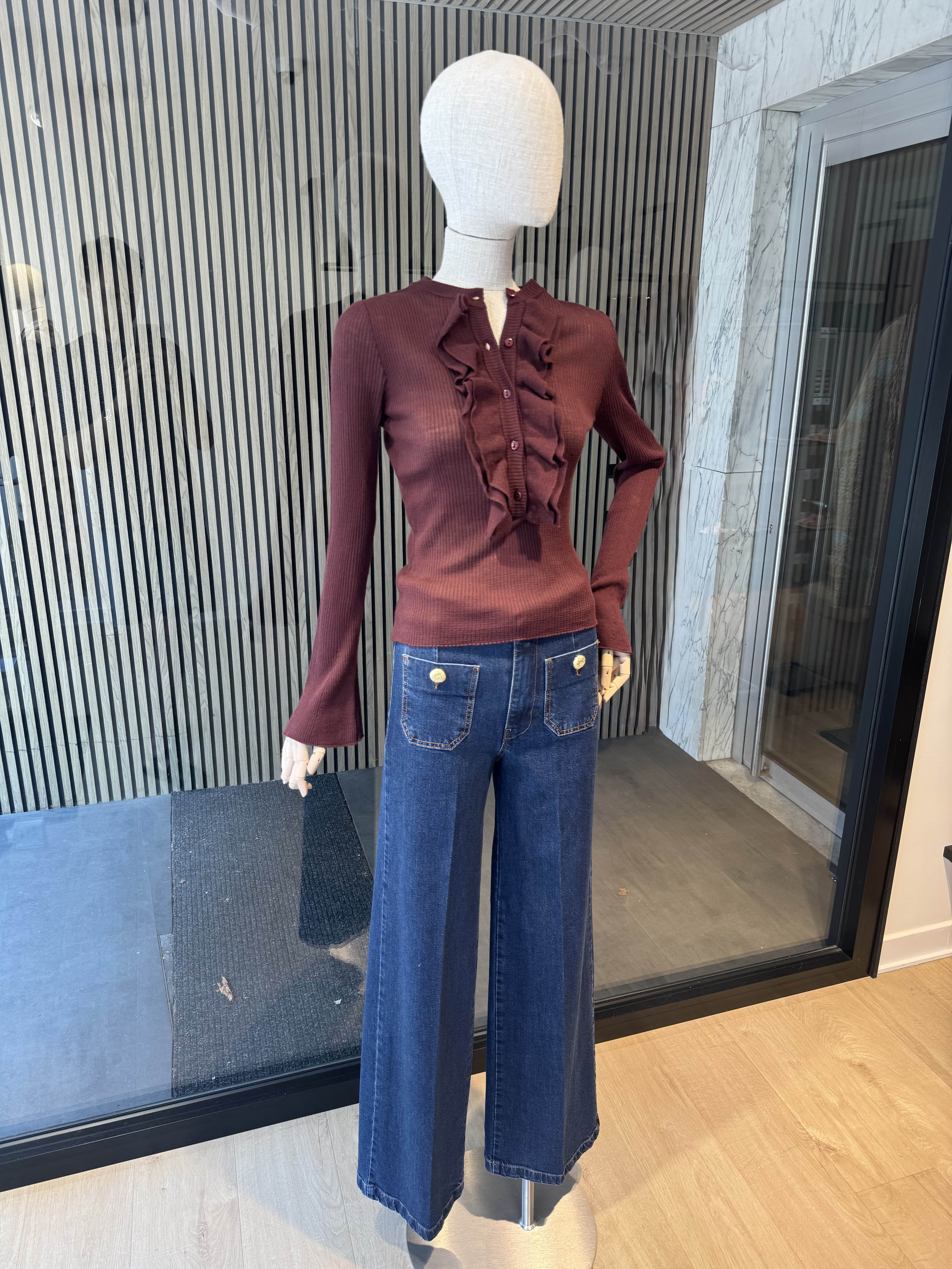 Ruffle ribbed knit top