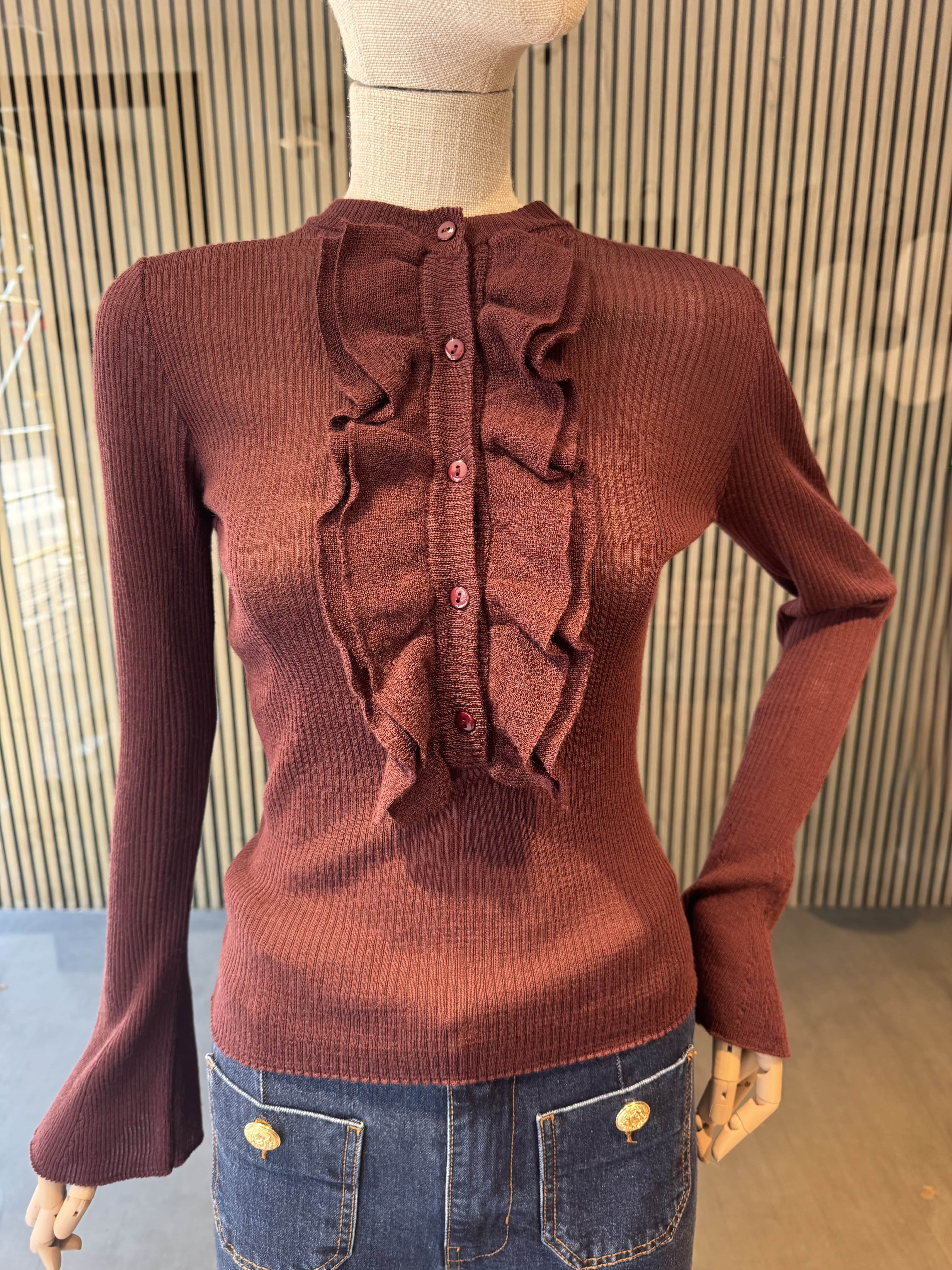 Ruffle ribbed knit top