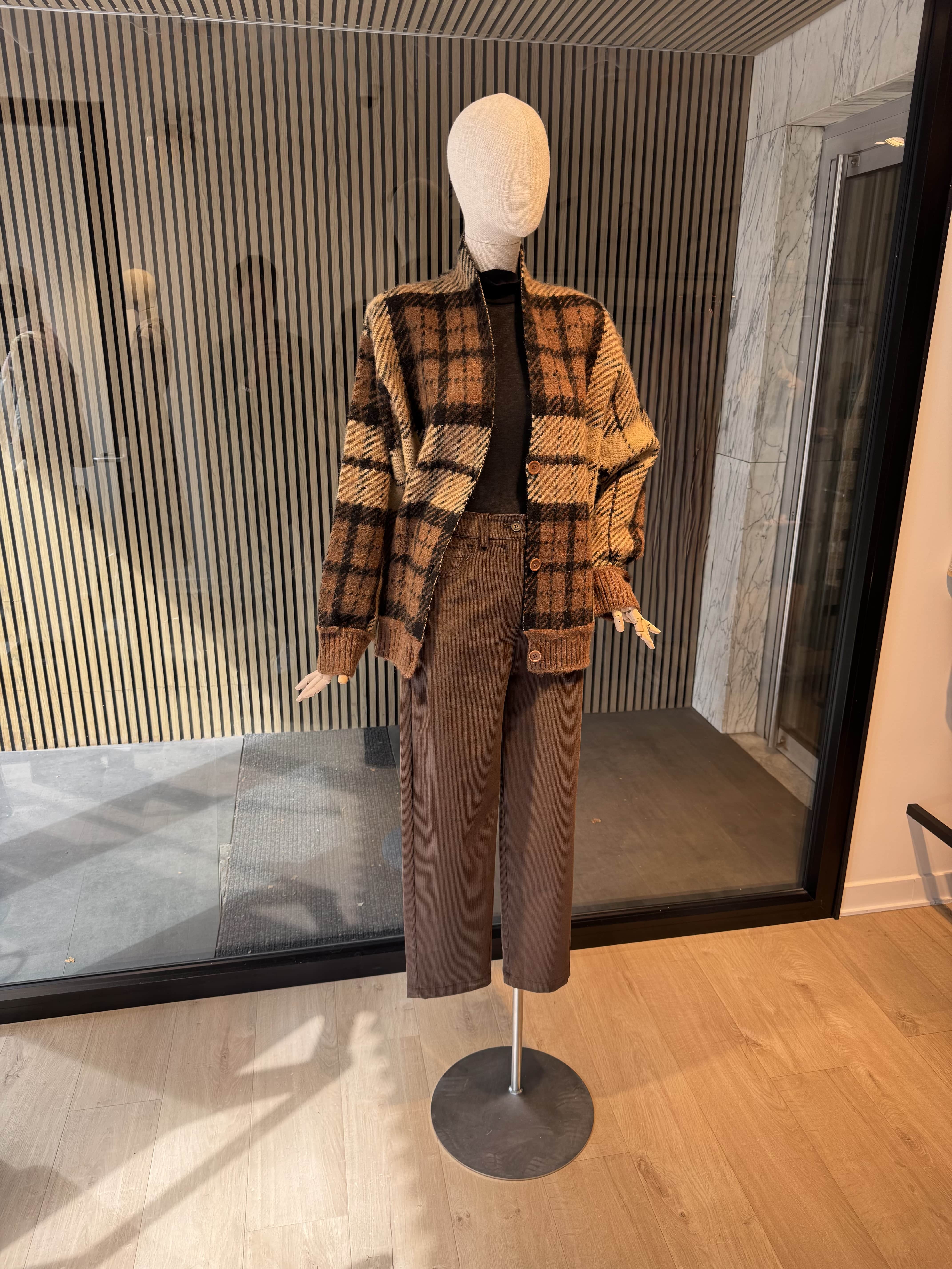 Oversized check cardigan