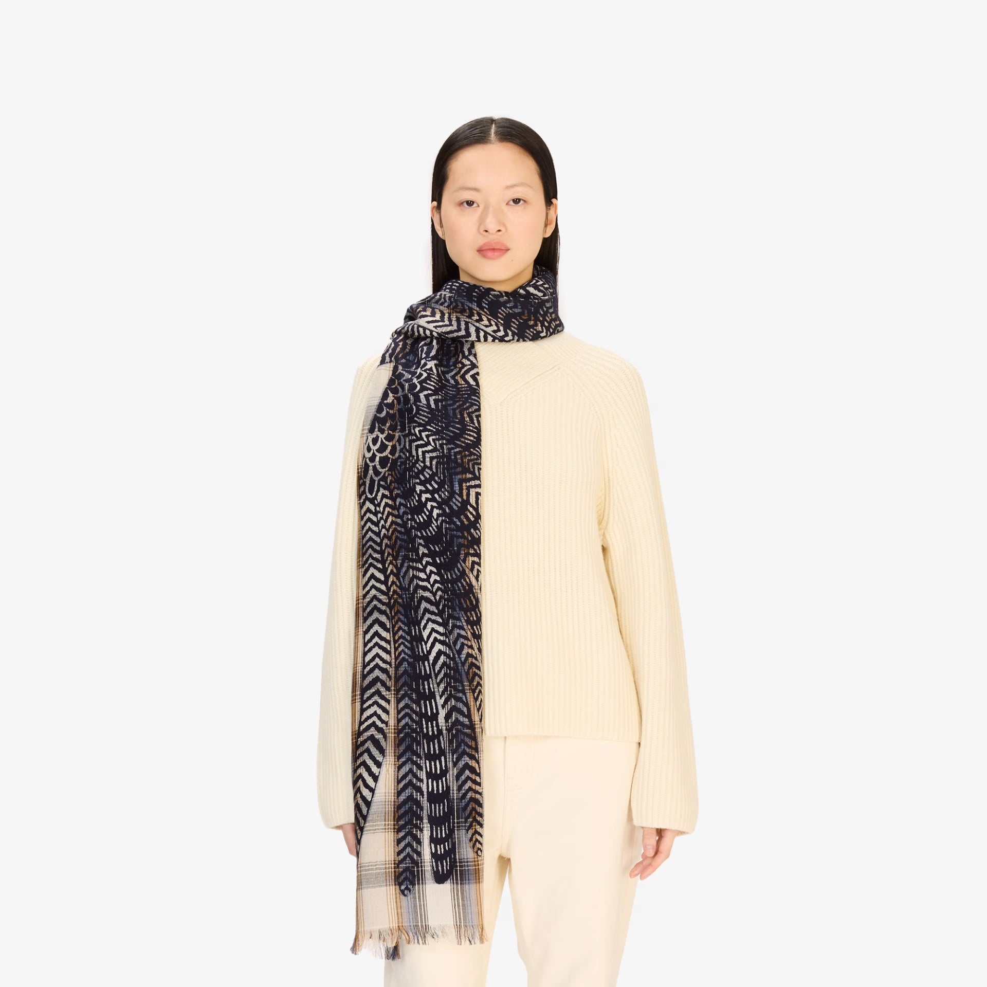 Scarf 70 3D effect beige scarf