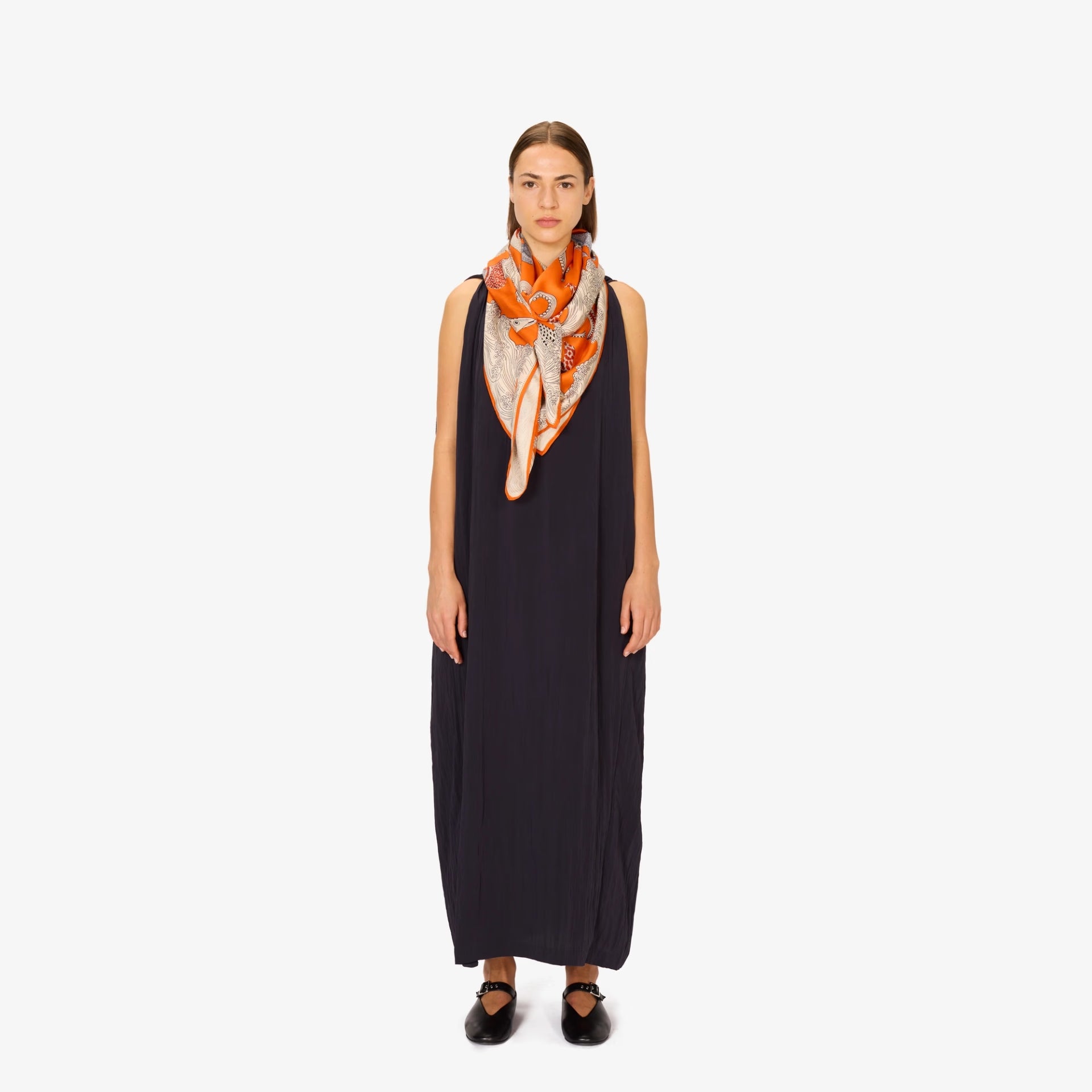 Scarf square 130 - poseidon orange