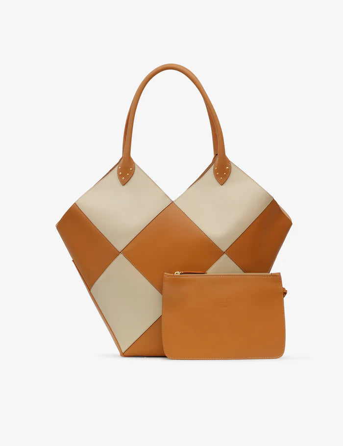 Tramontano Borse - Capri Max – Available at NEVE Antwerp – removable clutch - Cream / Caramel