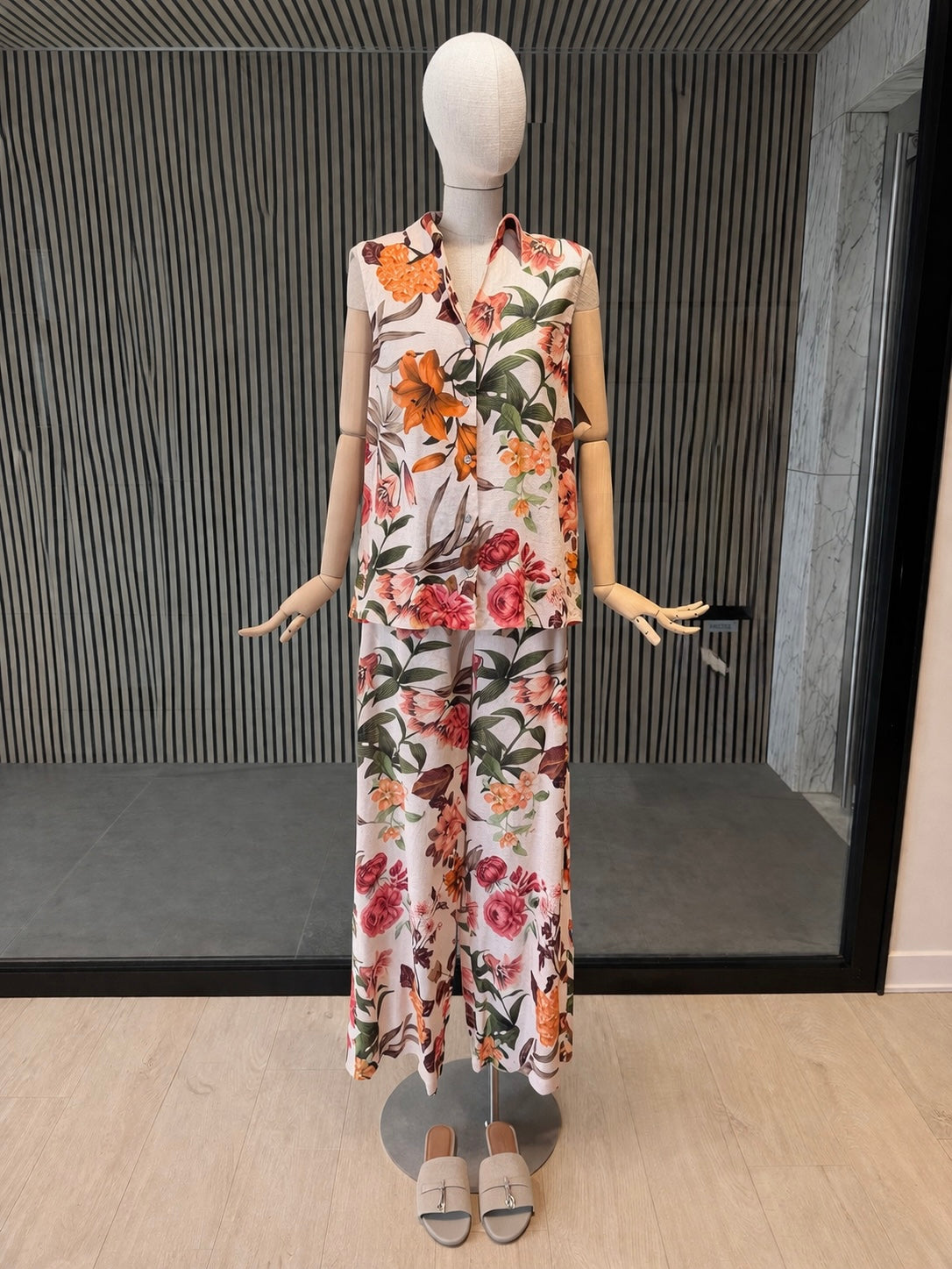 Women's Floral Wide-Leg Maxi Trousers - Lightweight Summer Palazzo Pants