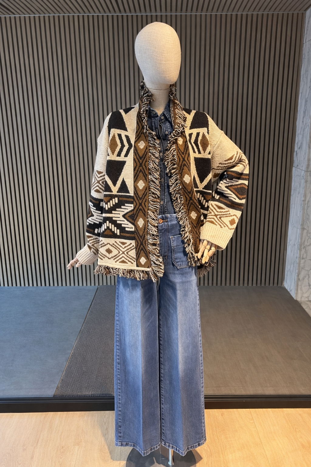 Tribal Knit Fringe Cardigan