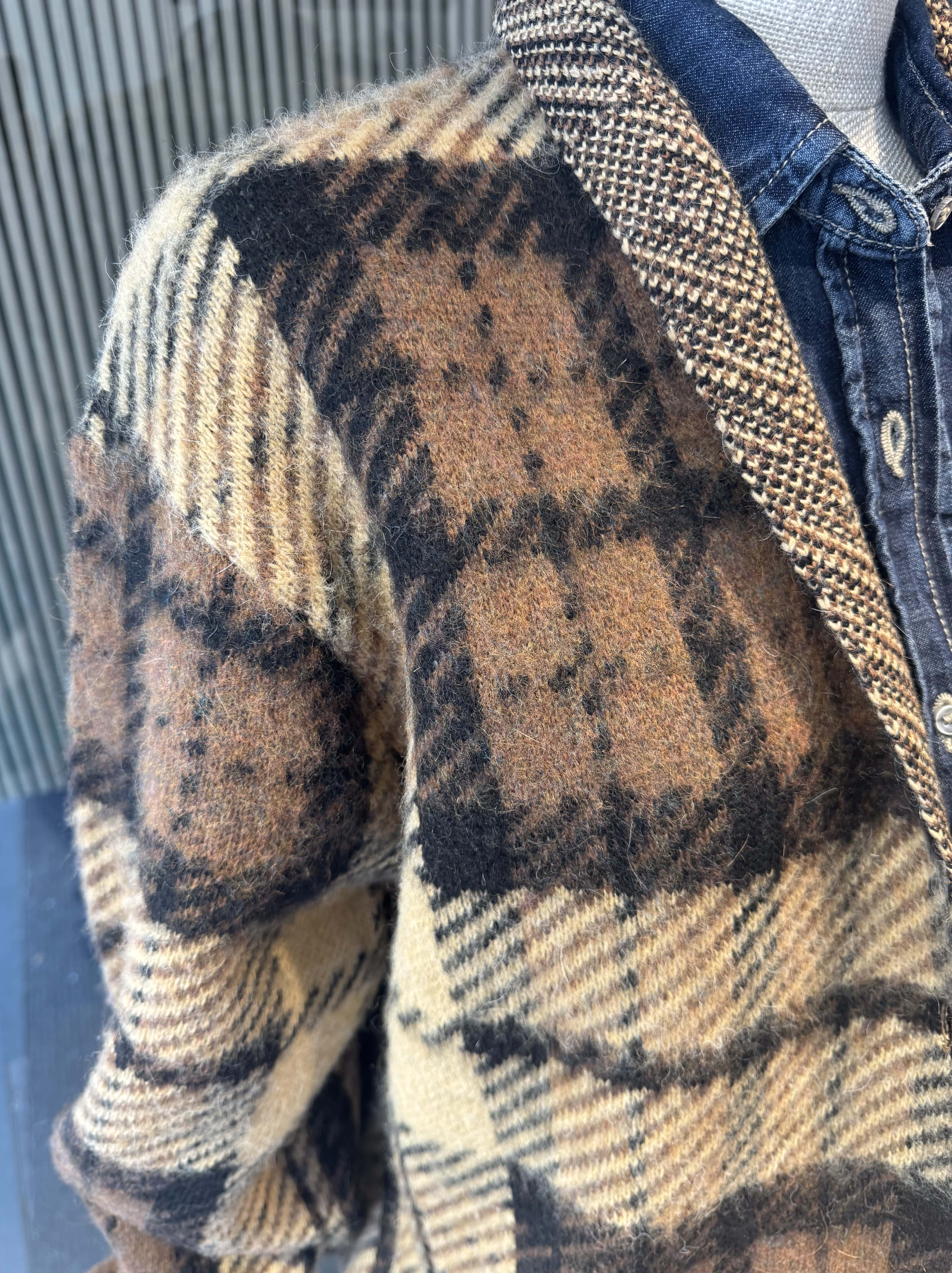 Oversized check cardigan