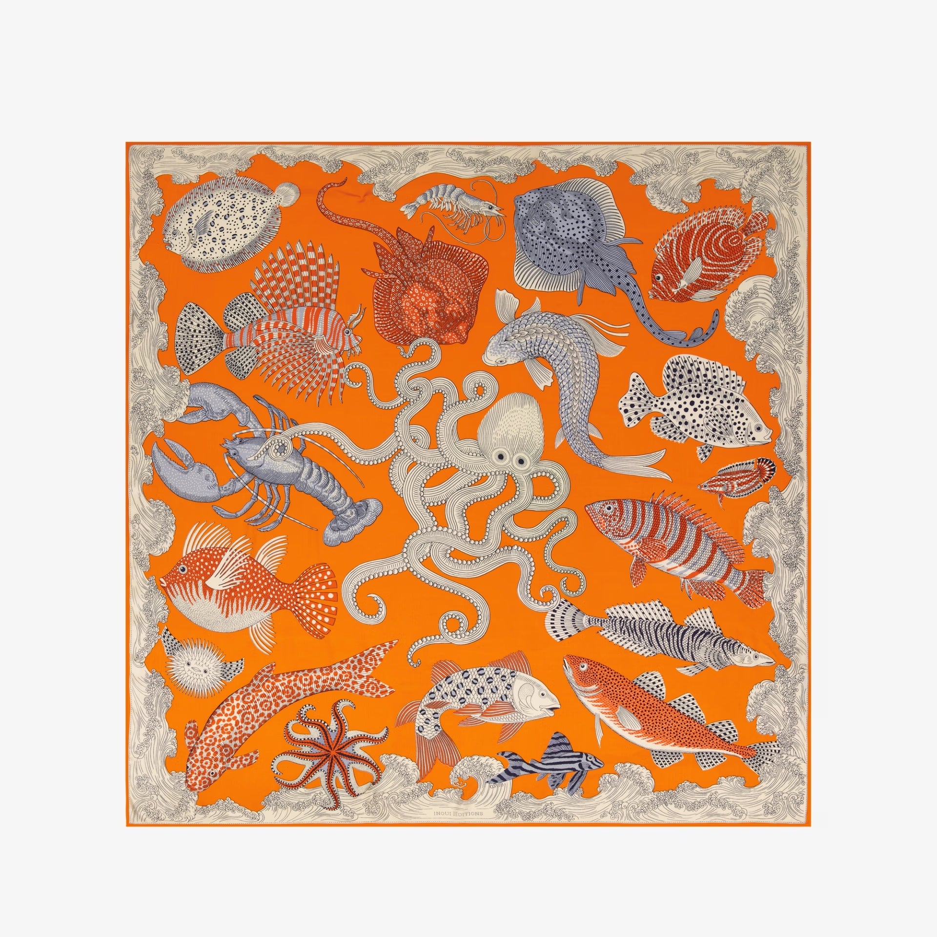 Scarf square 130 - poseidon orange