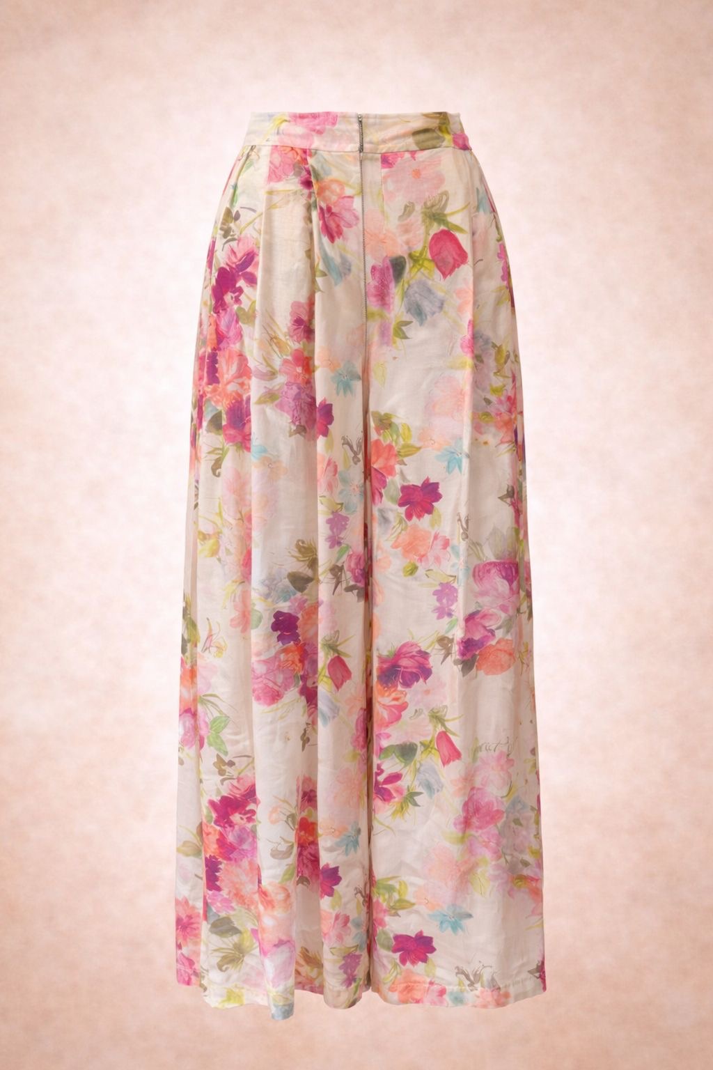 Women's Floral Wide-Leg Maxi Trousers - Lightweight Elegant Summer Palazzo Pants