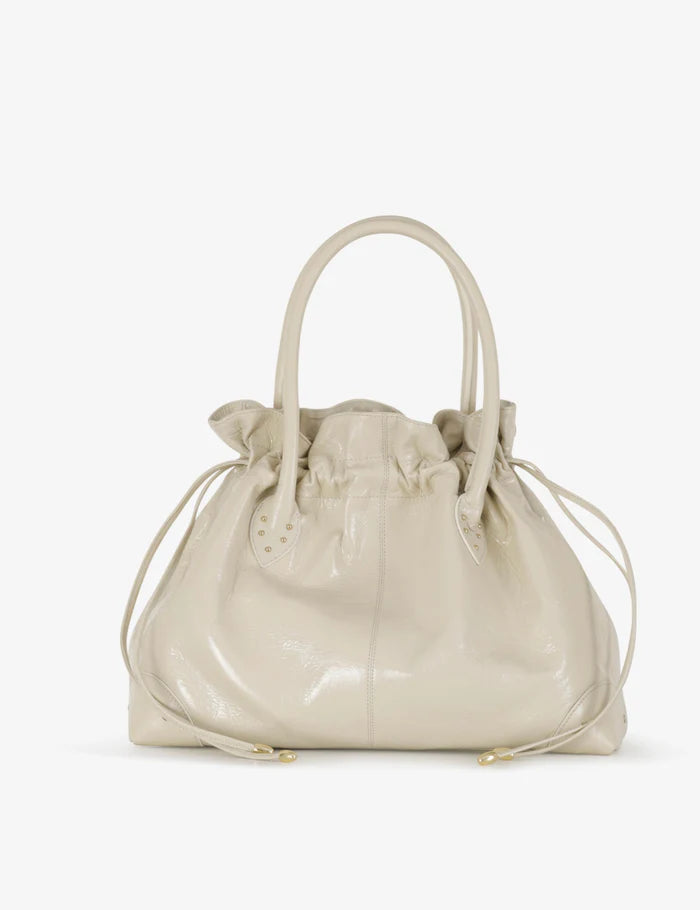 Tramontano Amalfi Maxi 3 handbag – Available at NEVE Antwerp – Black Italian Leather Tote - Front - Cream