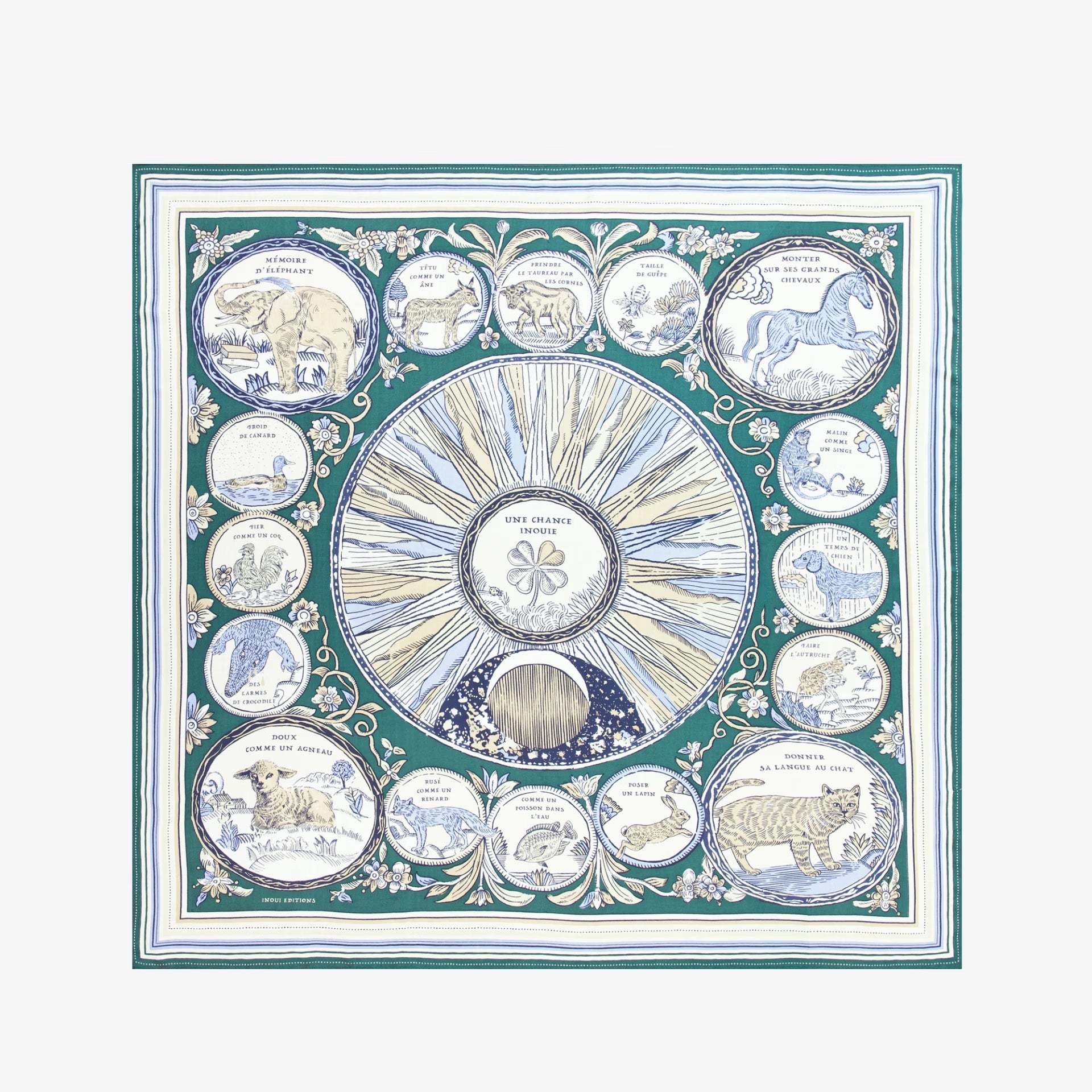 Square 130 Chance Inoui green scarf