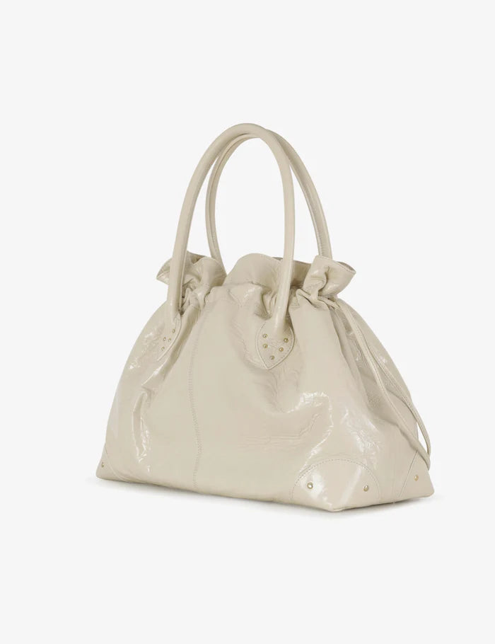 Tramontano Amalfi Maxi 3 handbag – Available at NEVE Antwerp – Black Italian Leather Tote - Side - Cream