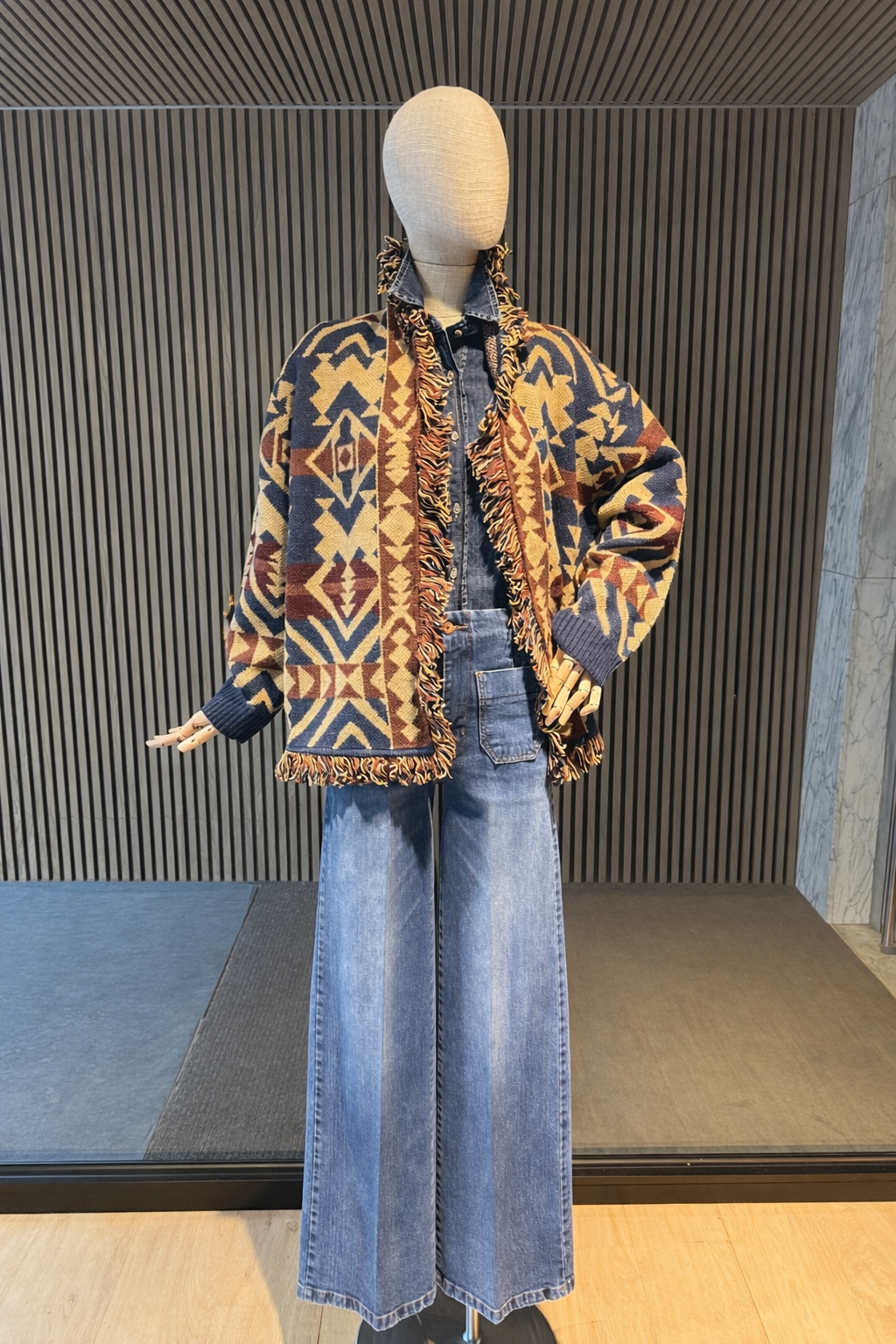 Tribal Knit Fringe Cardigan