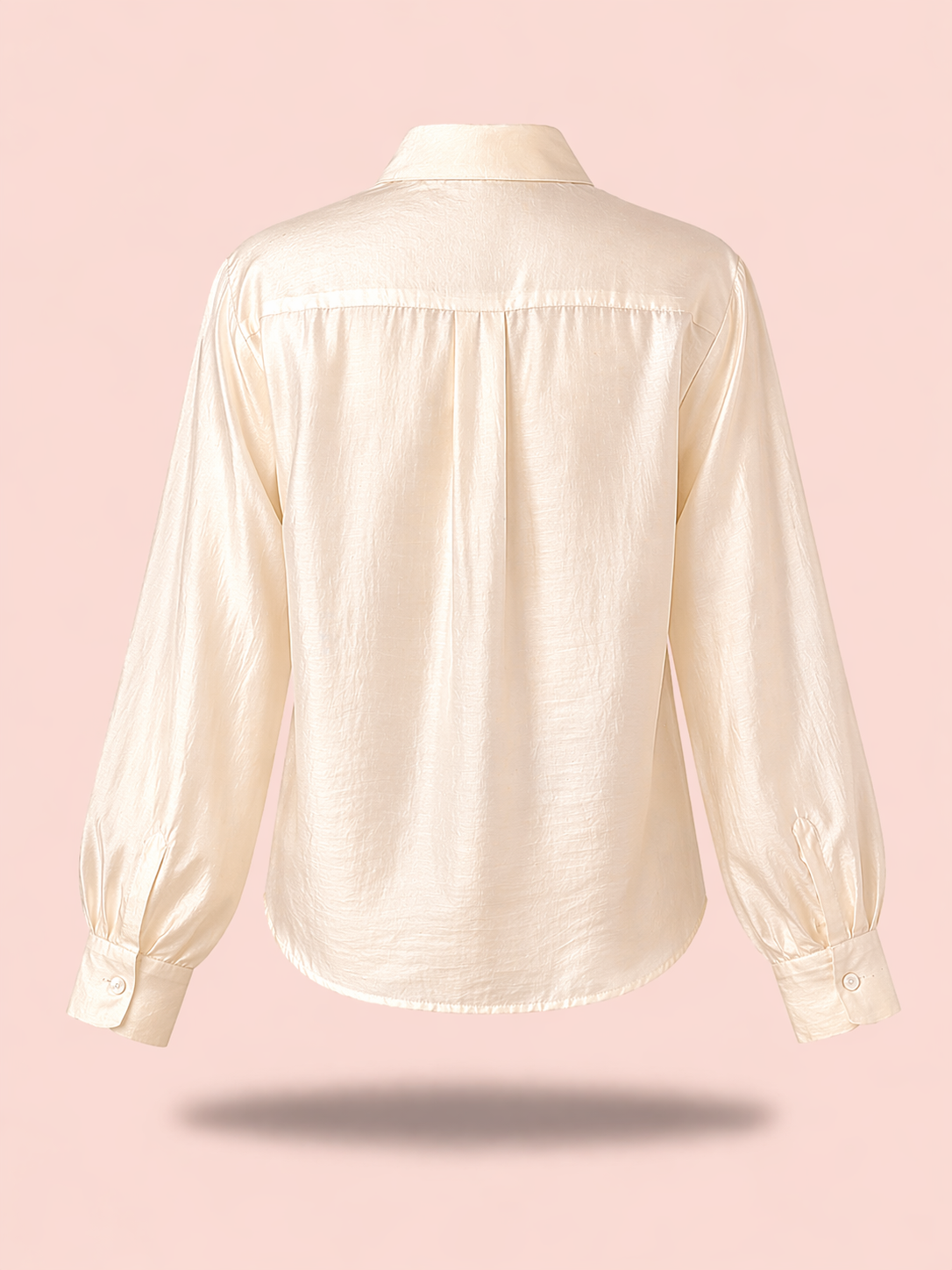 Beige Lace Shirt Blouse - Elegant Button-Up Long Sleeve Shirt