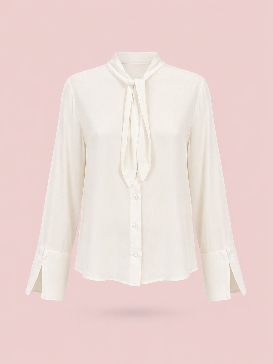 Elegant Ivory Tie-Neck Blouse