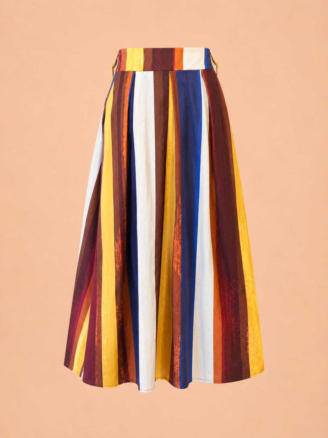 Sunset Stripe Maxi Skirt - Multicolor A-Line Cotton Skirt