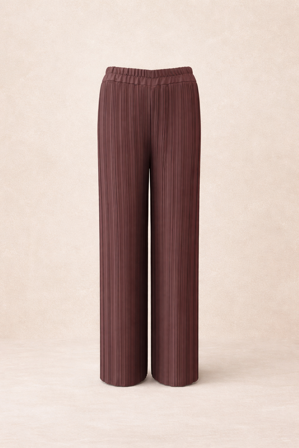 Brown Pleated Relaxed Fit Trousers