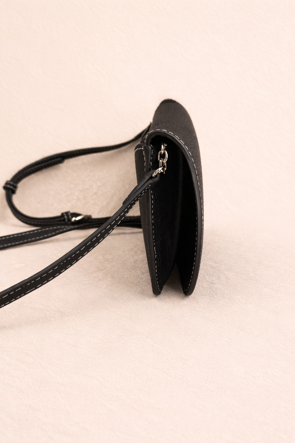 Luxe Black Leather Modular Crossbody Bag - Detachable Wallet & Adjustable Strap