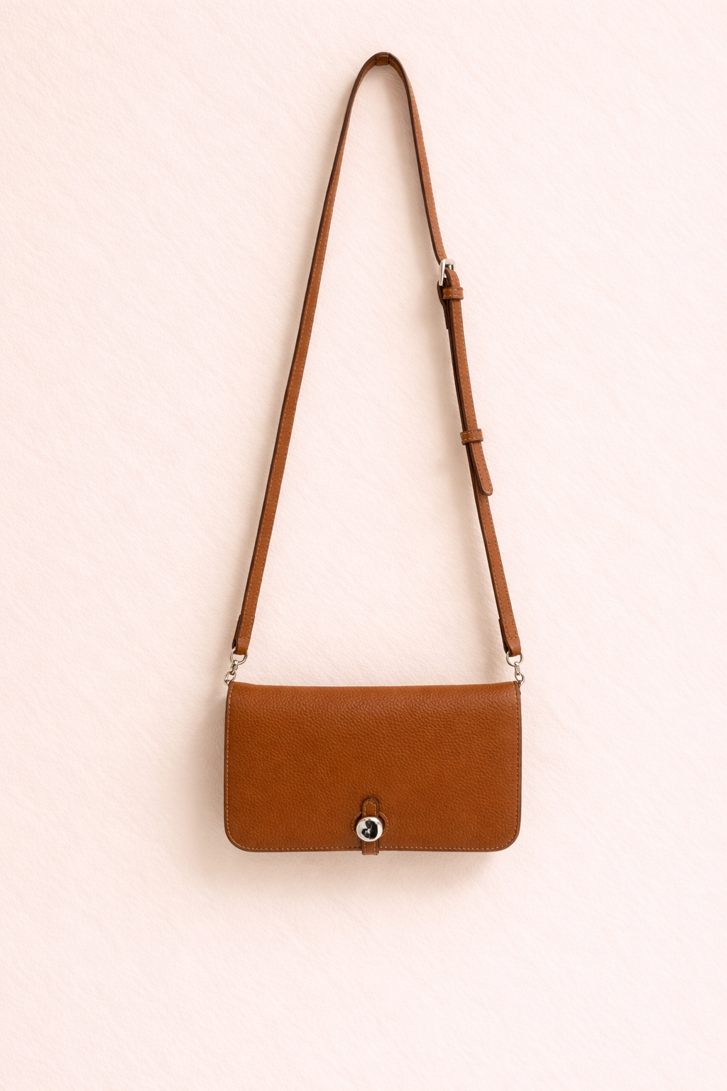 Luxe Cognac Leather Modular Crossbody Bag - Detachable Wallet & Adjustable Strap
