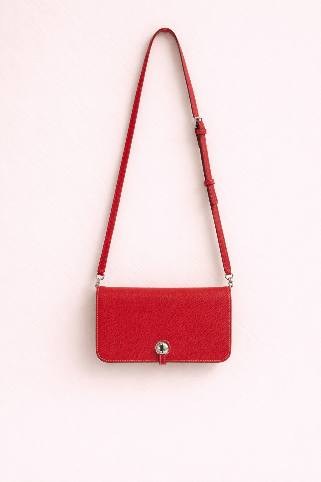Luxe Red Leather Modular Crossbody Bag - Detachable Wallet & Adjustable Strap