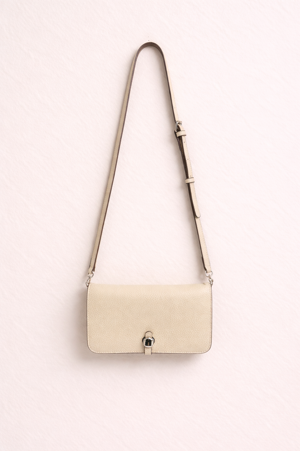 Luxe Cream Leather Modular Crossbody Bag - Detachable Wallet & Adjustable Strap