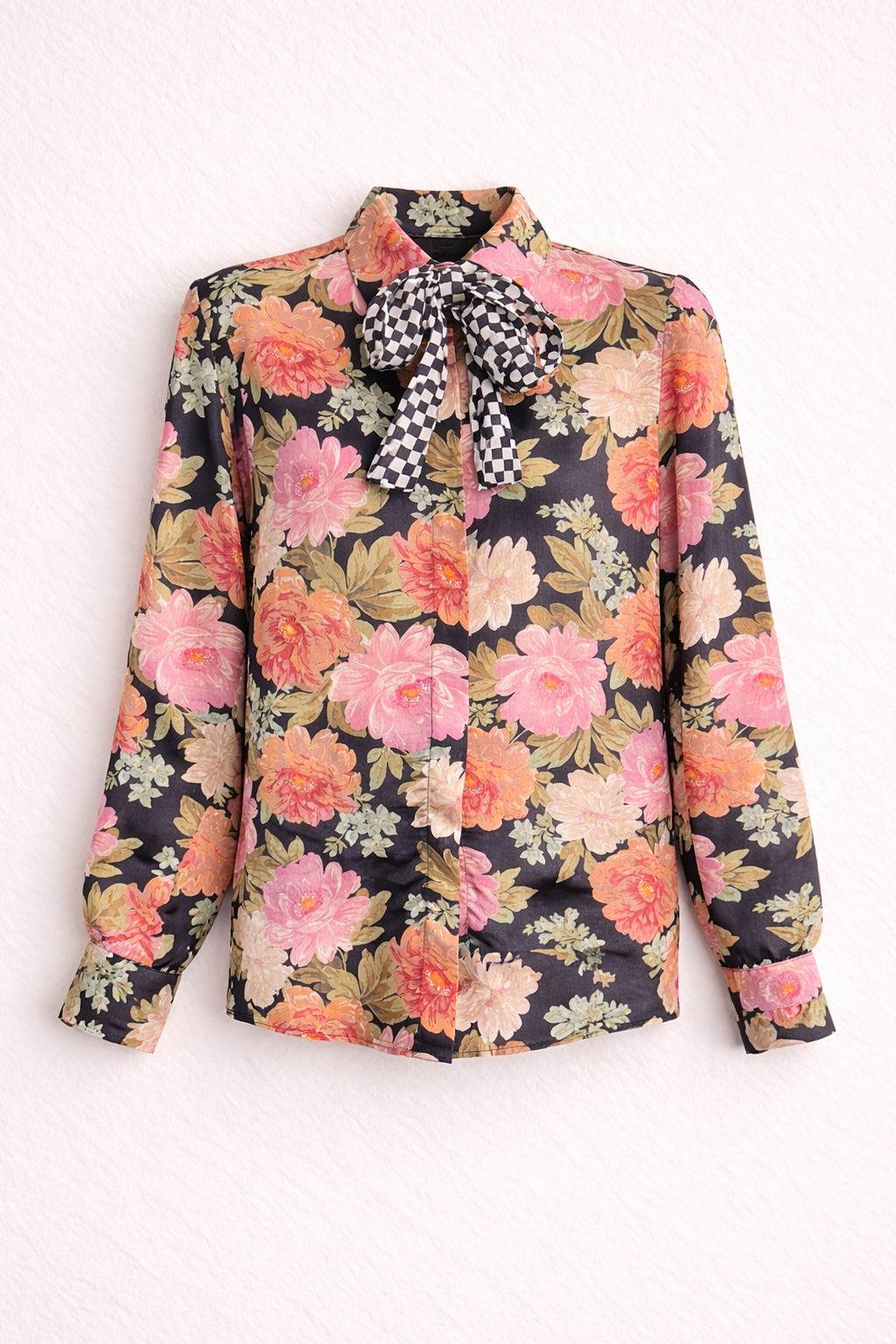 Women's Relaxed Fit Floral Bow Blouse
