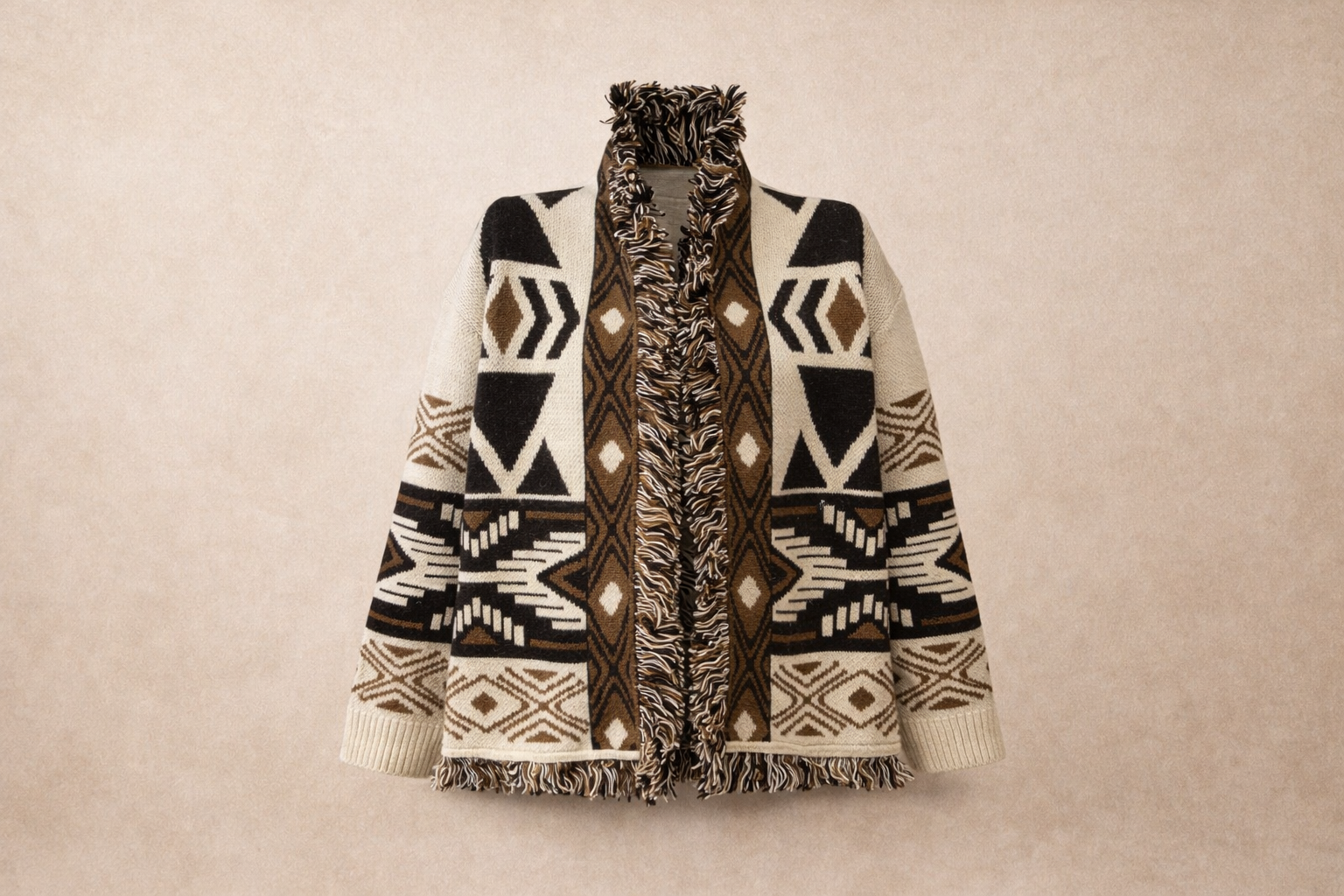 Tribal Knit Fringe Cardigan