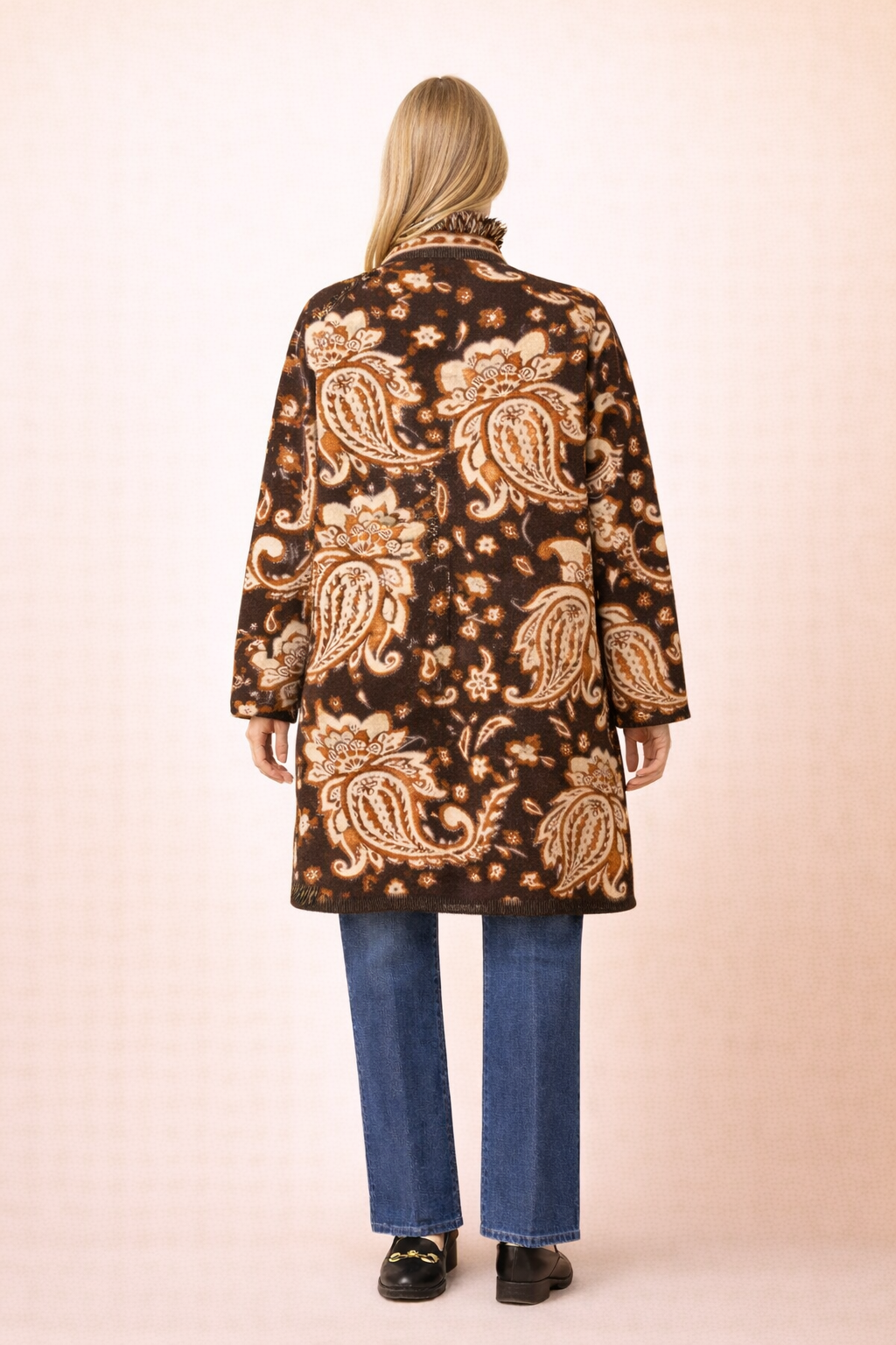 Paisley Knit Fringe Cardigan