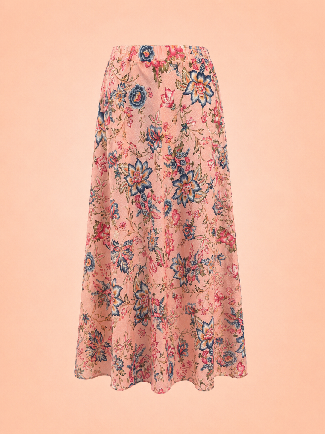 Pink Floral Maxi Skirt With Open Side Slits - Women's Elegant Flowing Skirt