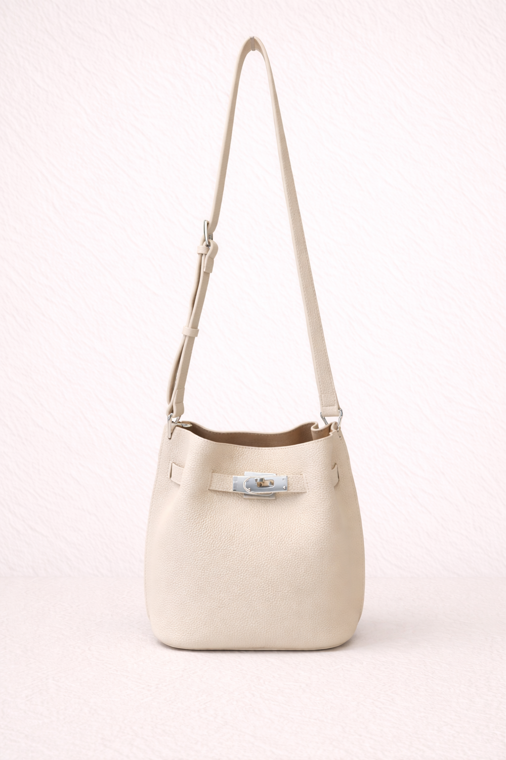 Luxury Cream Pebbled Leather Bag - Elegant Crossbody Shoulder Bag
