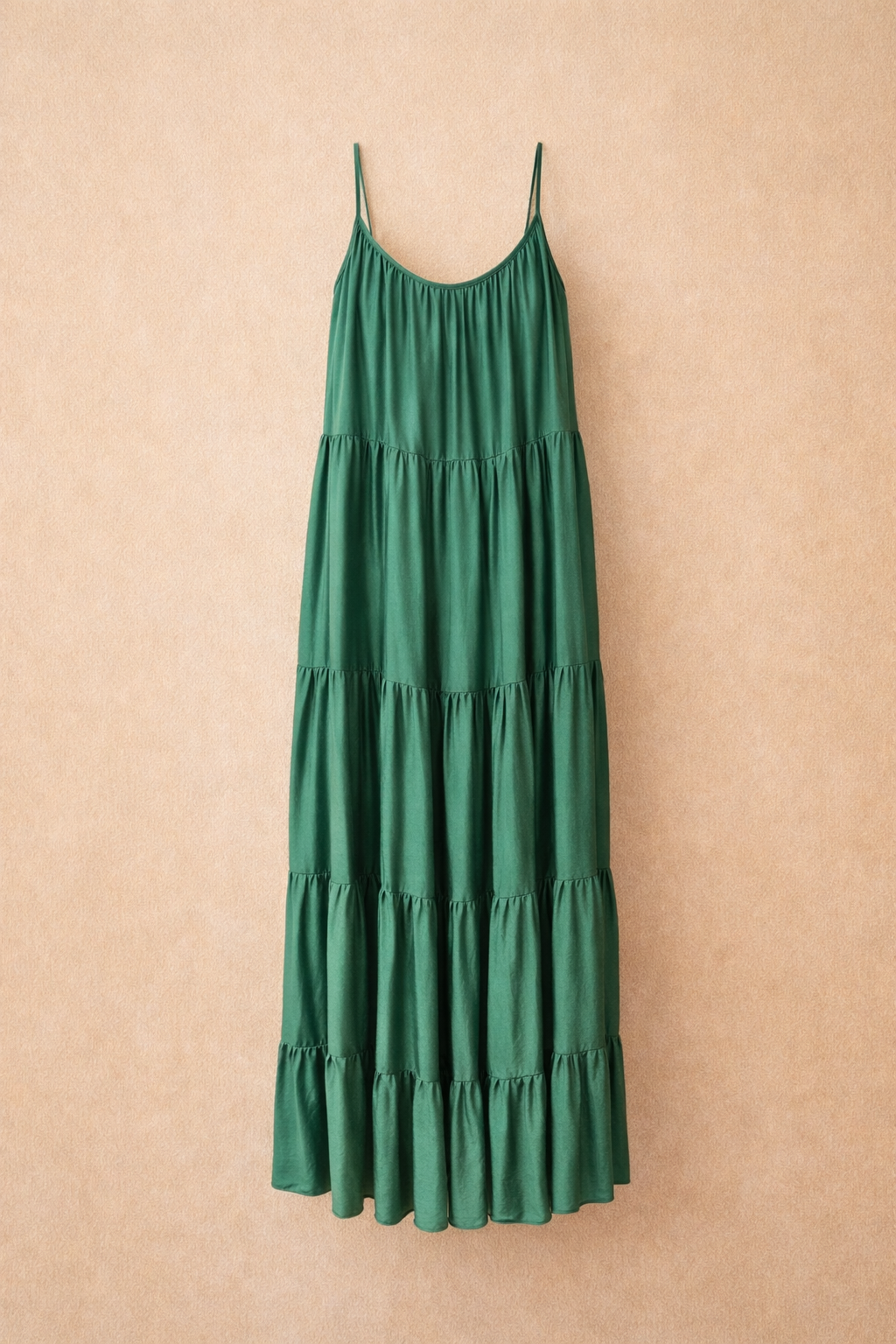 Emerald Green Relaxed Fit Tiered Maxi Dress
