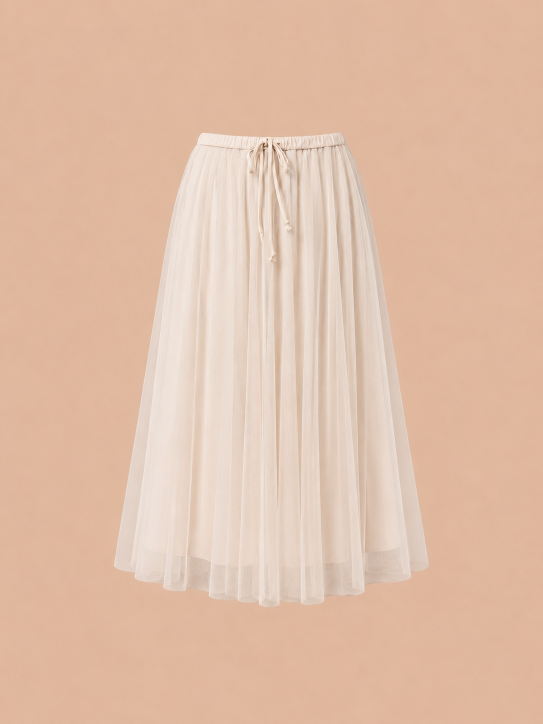 Cream Tulle Midi Skirt - Elegant Flowy Mesh Skirt
