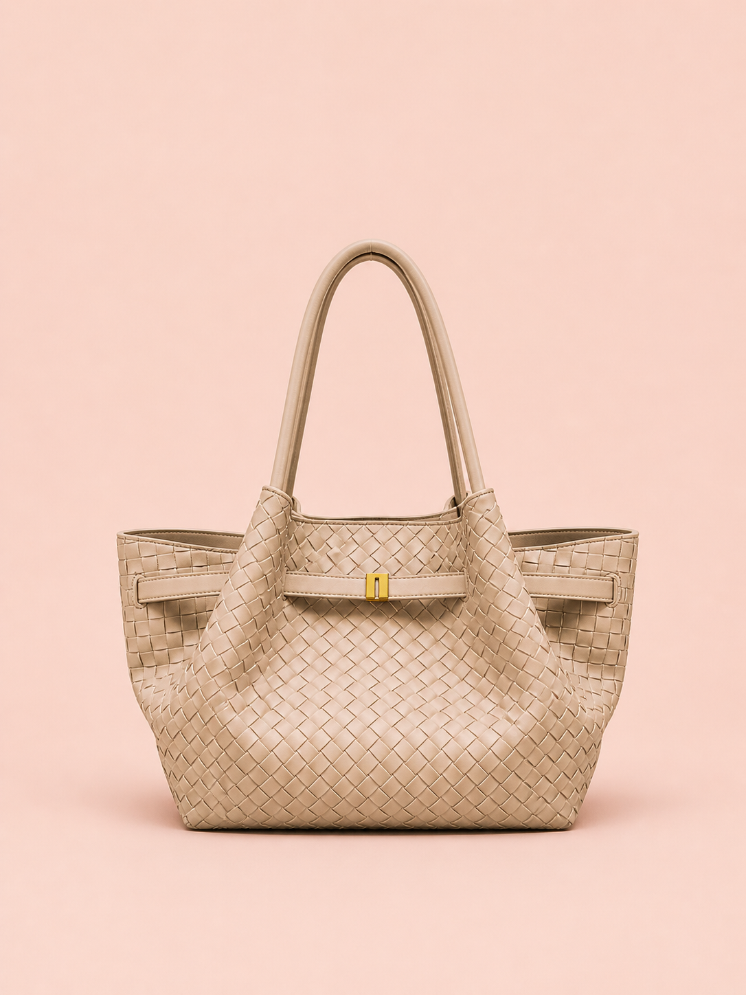 Luxury Woven Beige Leather Tote Bag