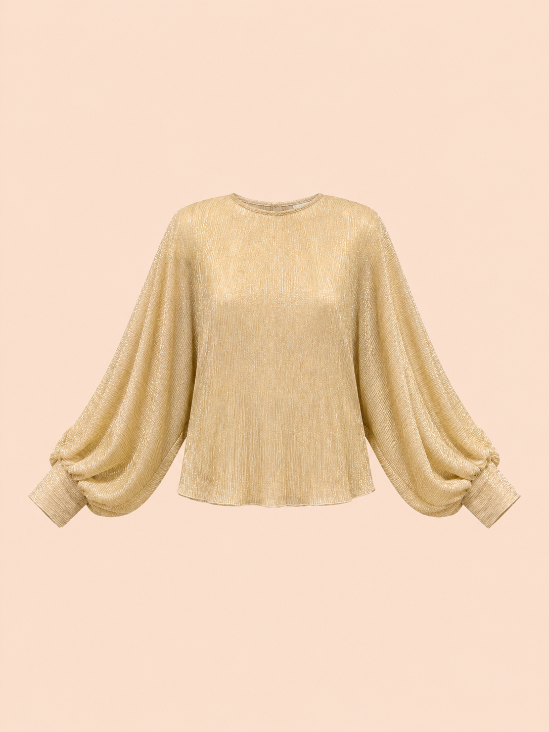 Champagne Shimmer Relaxed Fit Balloon Sleeve Blouse