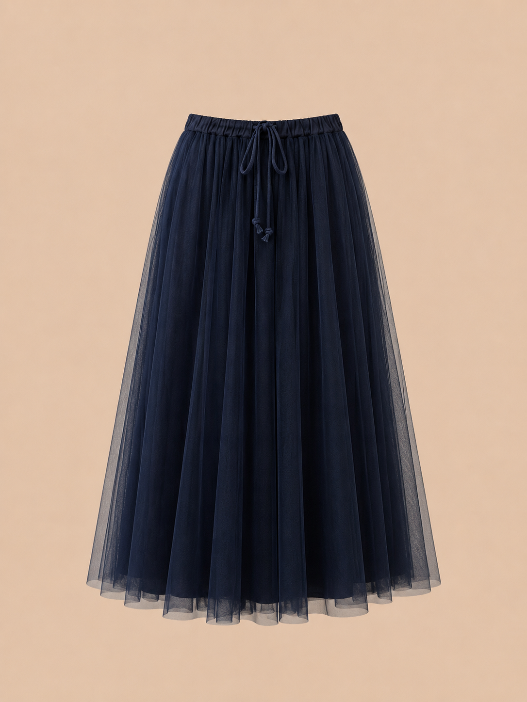 Midnight Navy Tulle Midi Skirt - Elegant Flowy Mesh Skirt
