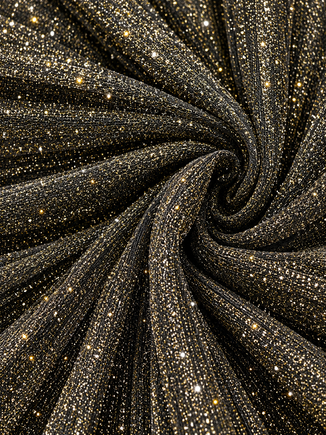 Black & Gold Glitter Pleated Maxi Evening Dress - Party Dress