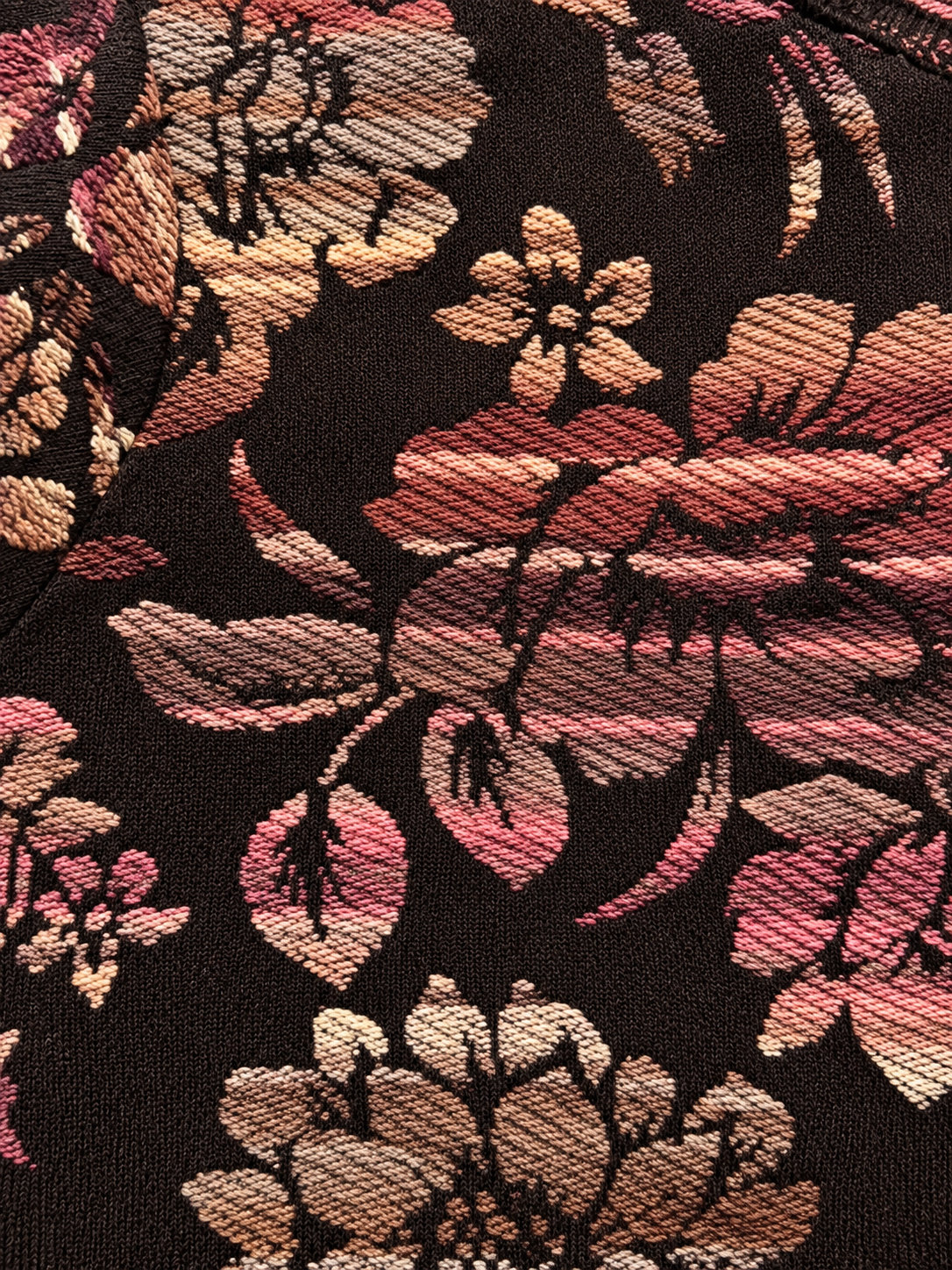 Women's Relaxed Fit Brown Floral Jacquard Bomber Cardigan