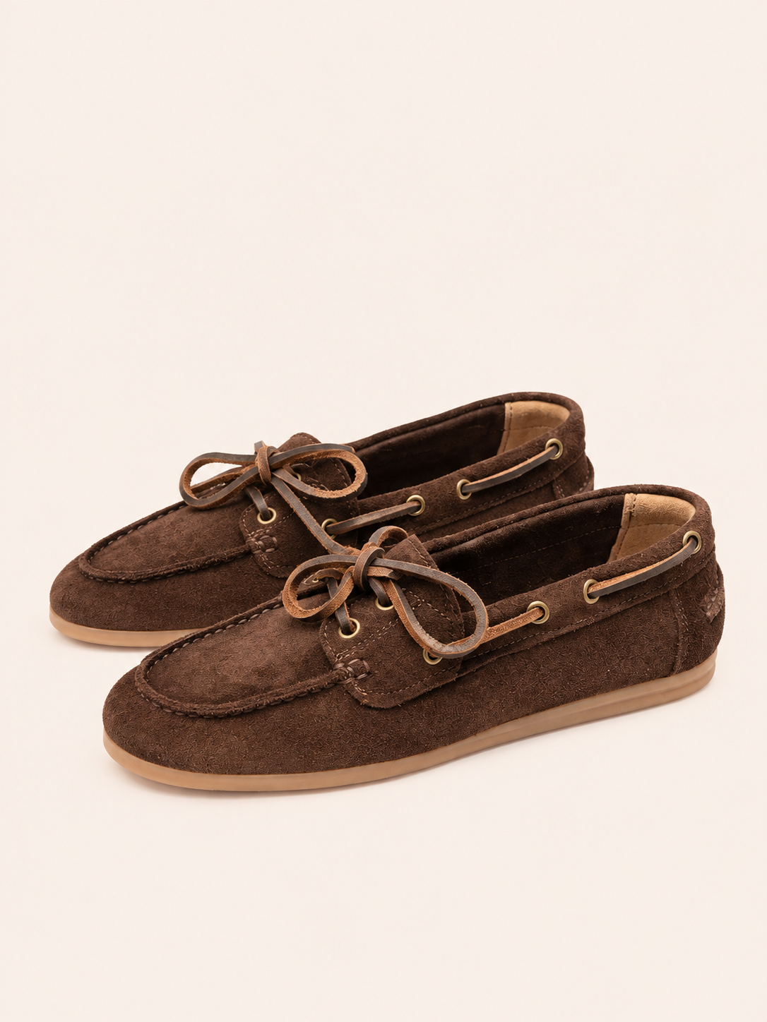 Women's Brown Suede Shoes With Leather Laces