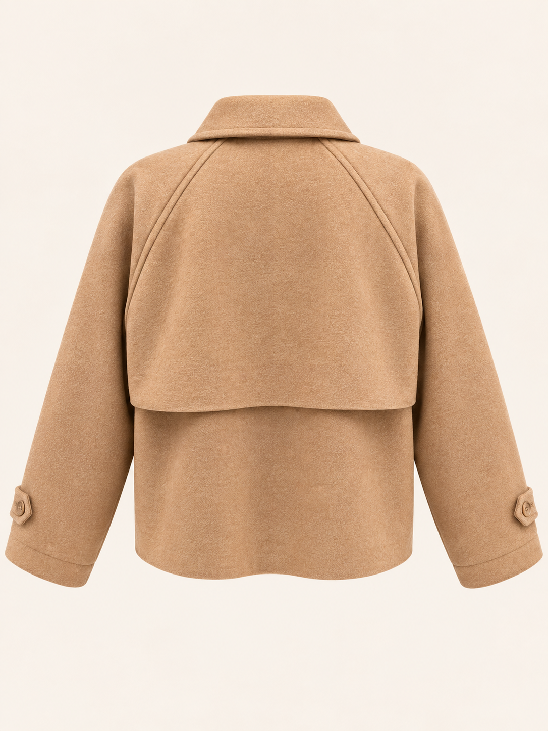 Relaxed Fit Short Coat With Raglan Sleeves & Cuff Detail - Women's Jacket