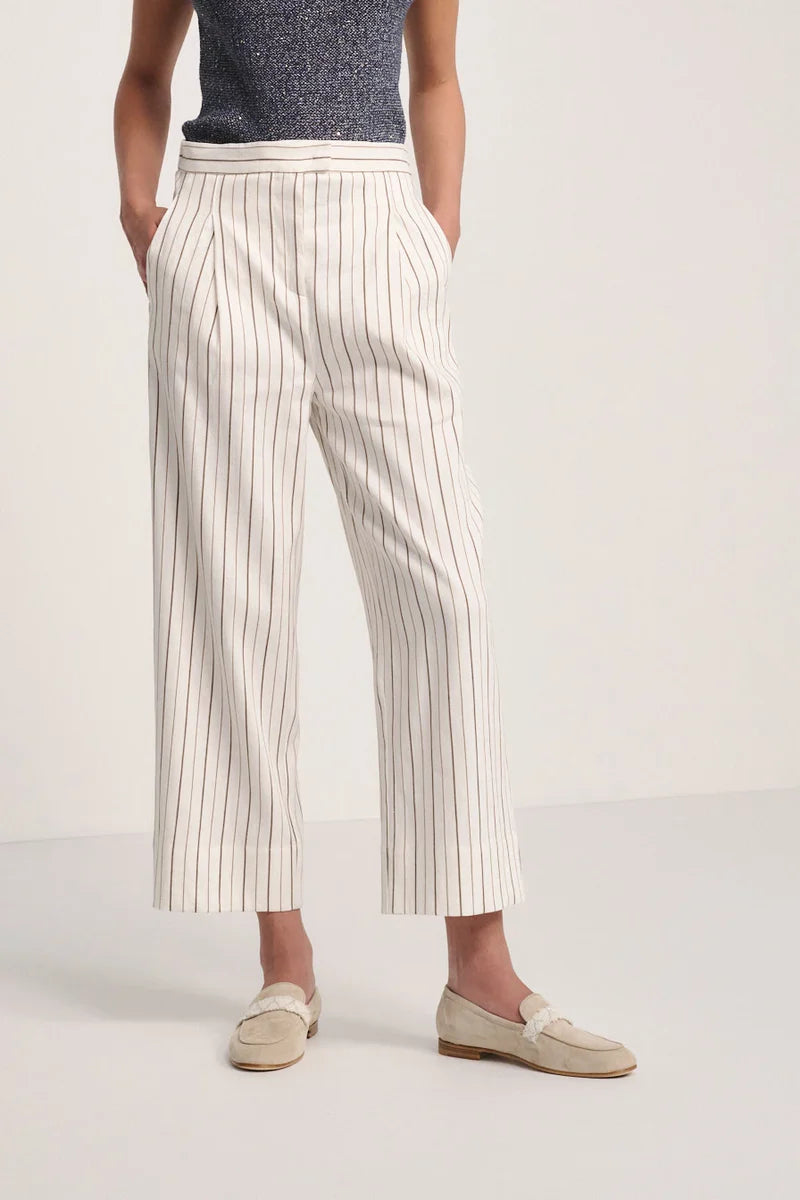 Ivory Pinstripe Tailored Trousers – Elegant Straight-Leg Pants